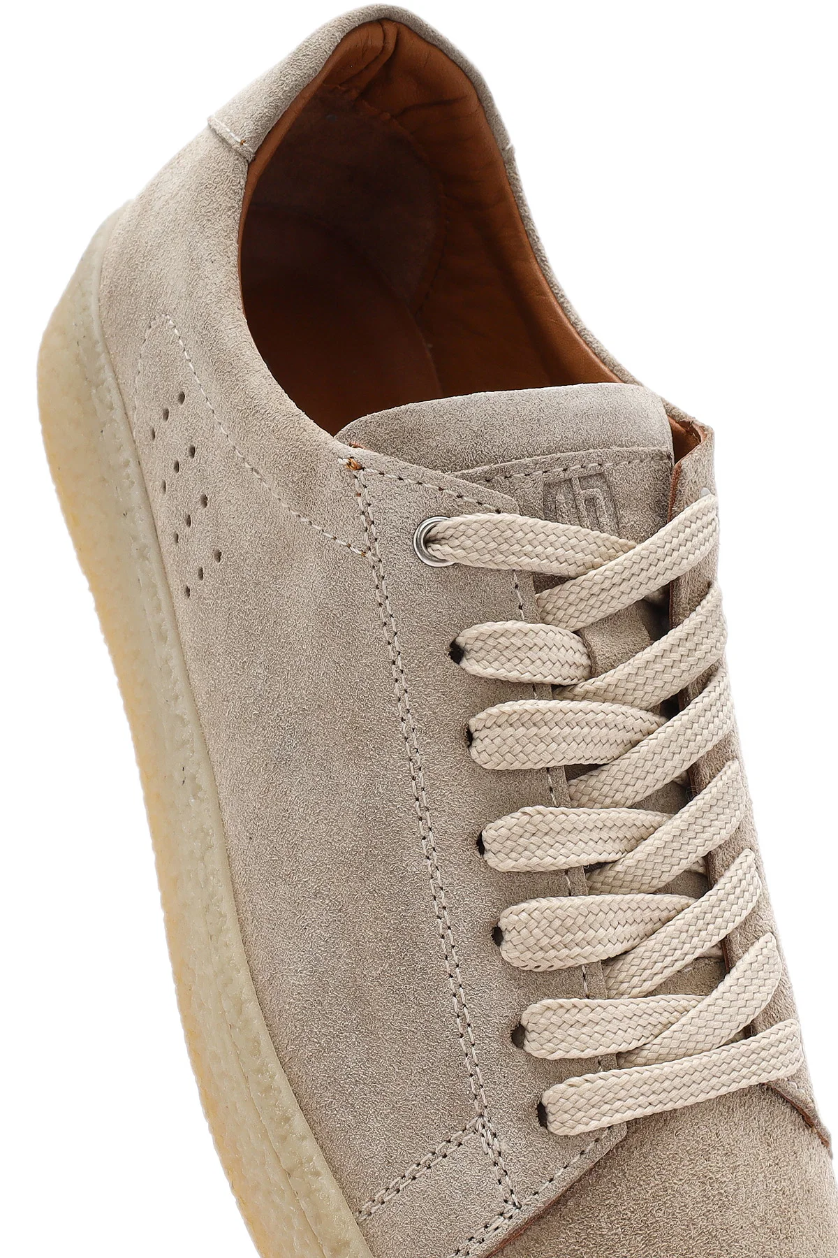 Erkek Bej Bağcıklı Süet Deri Sneaker - Image 8
