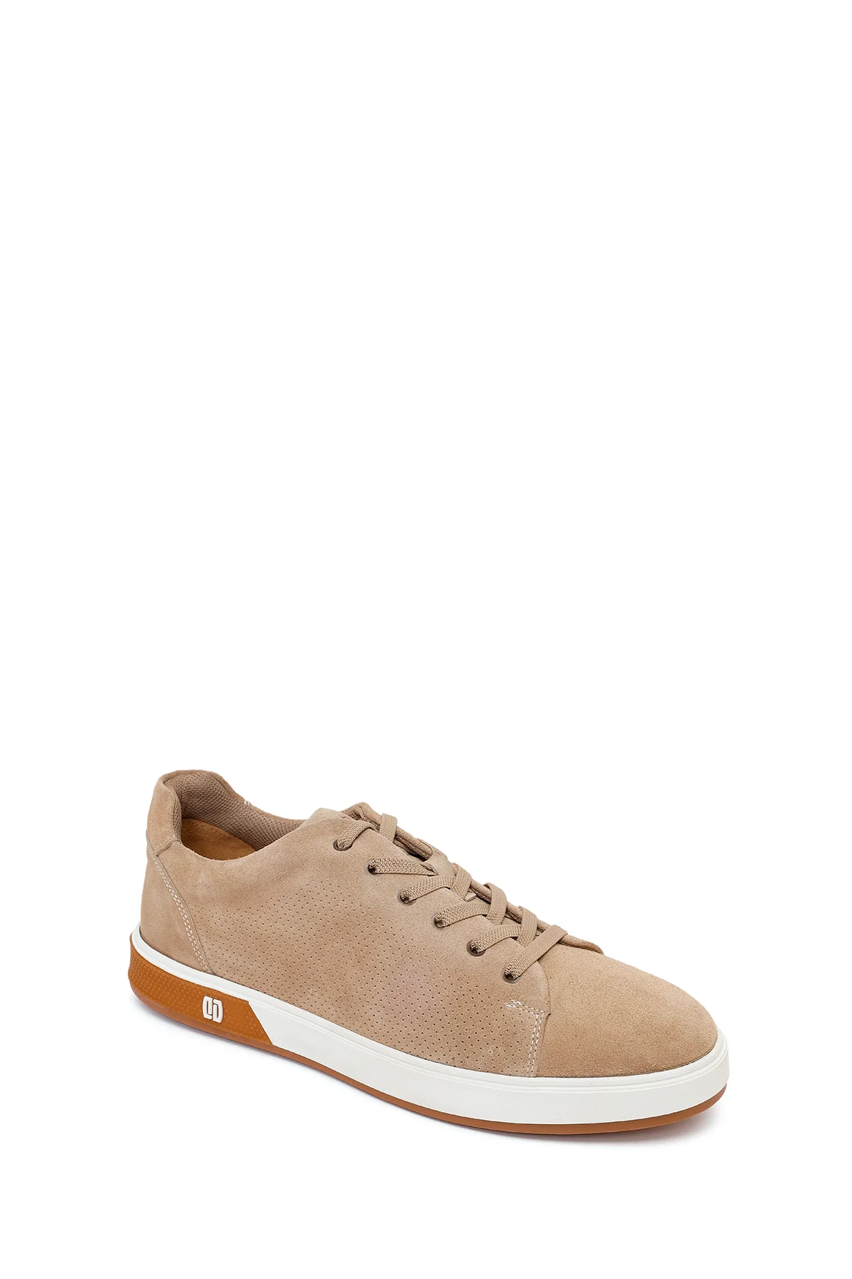 Erkek Bej Bağcıklı Süet Deri Sneaker - Image 7