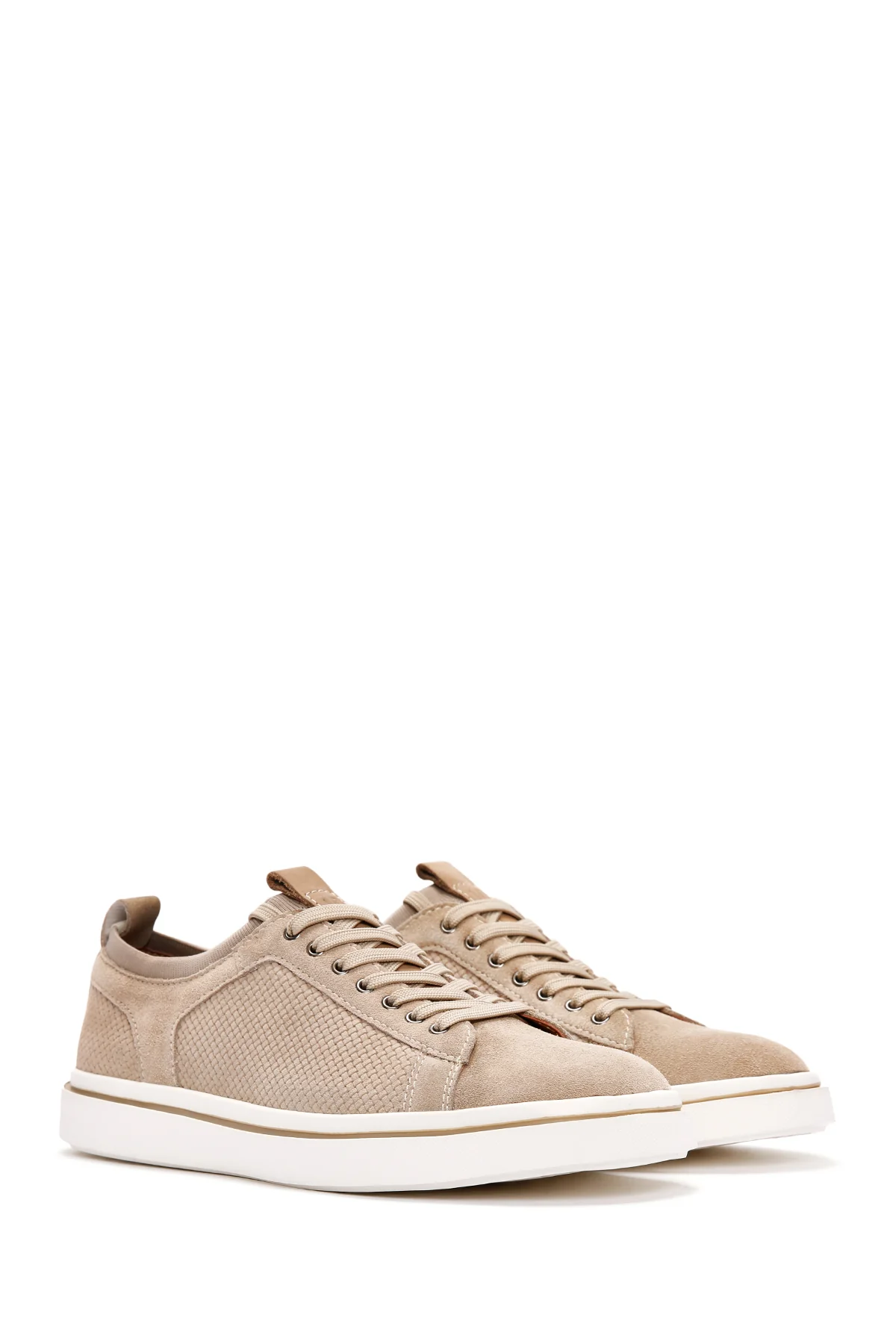 Erkek Bej Bağcıklı Süet Deri Sneaker - Image 2