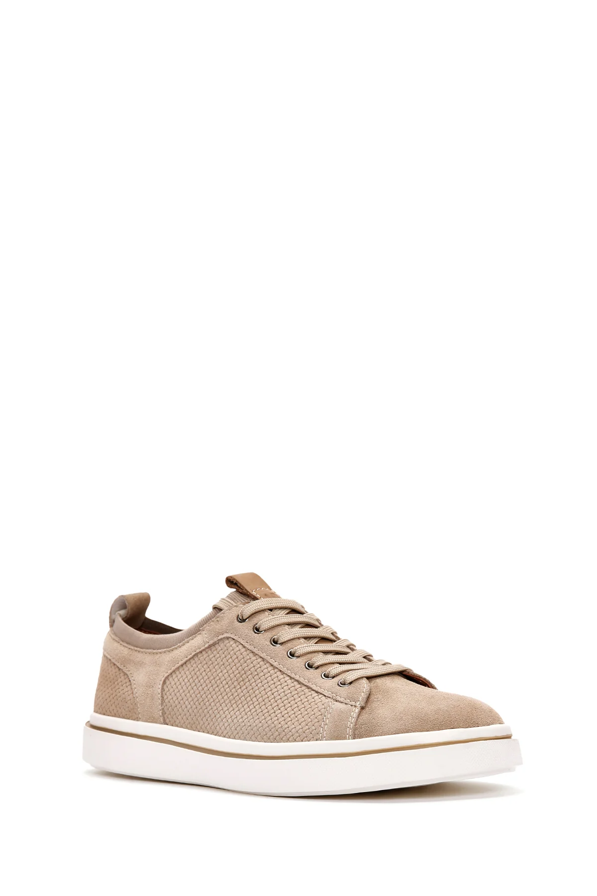 Erkek Bej Bağcıklı Süet Deri Sneaker - Image 7