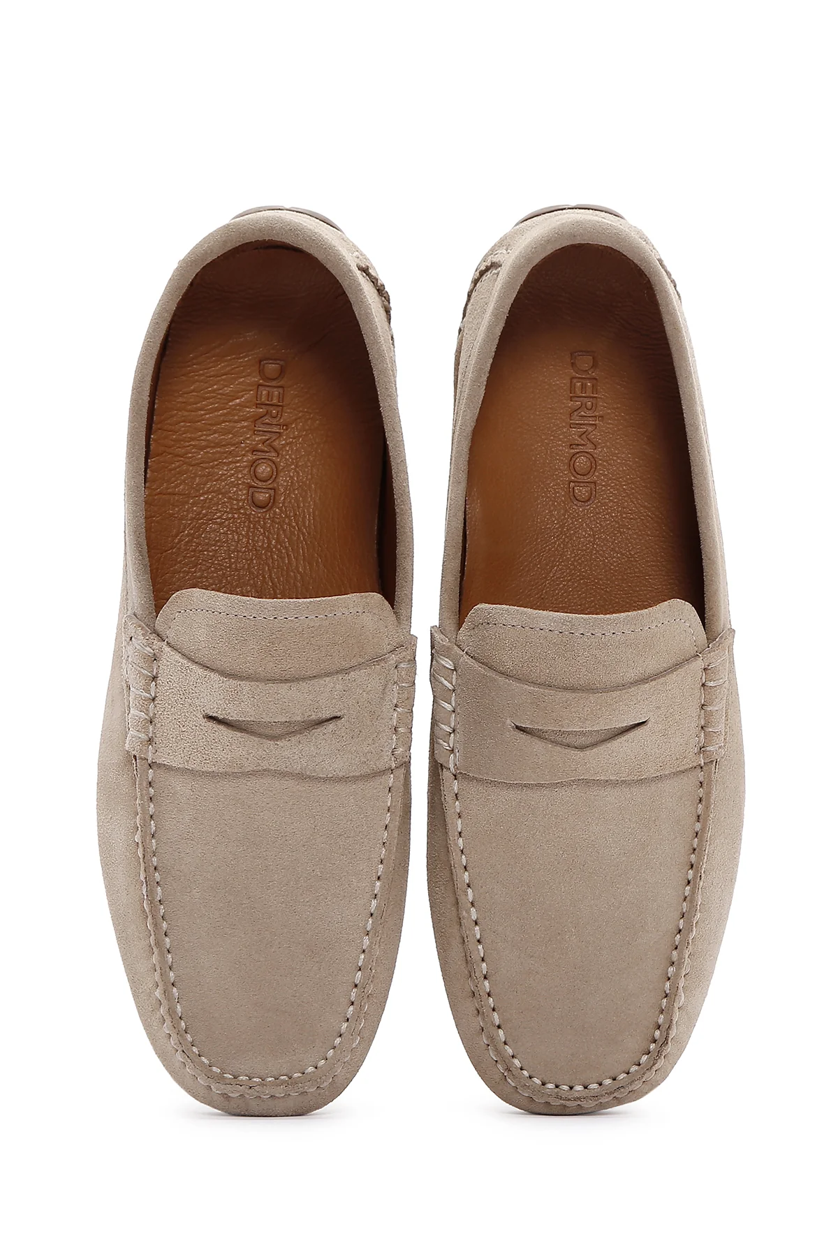 Erkek Bej Deri Casual Loafer - Image 6