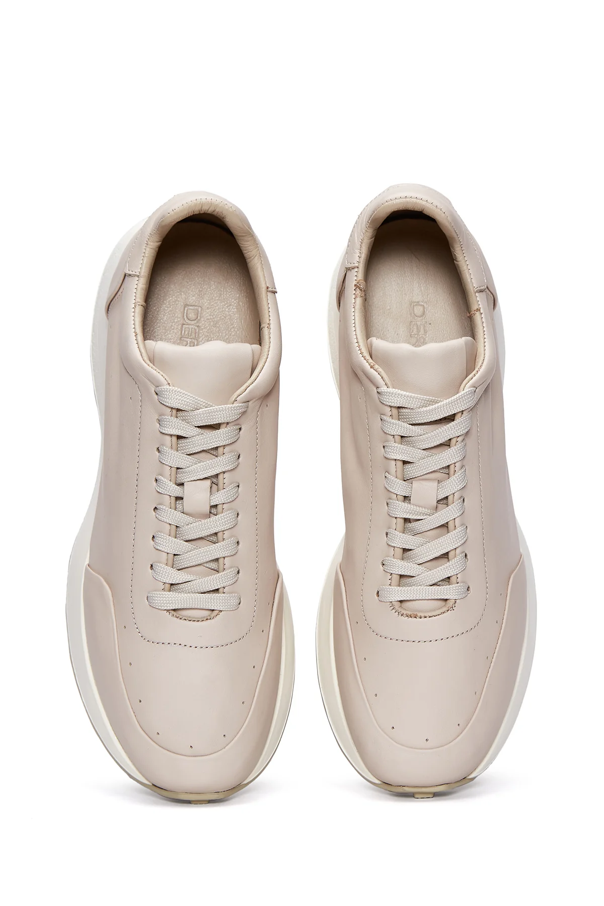 Erkek Bej Deri Sneaker - Image 6