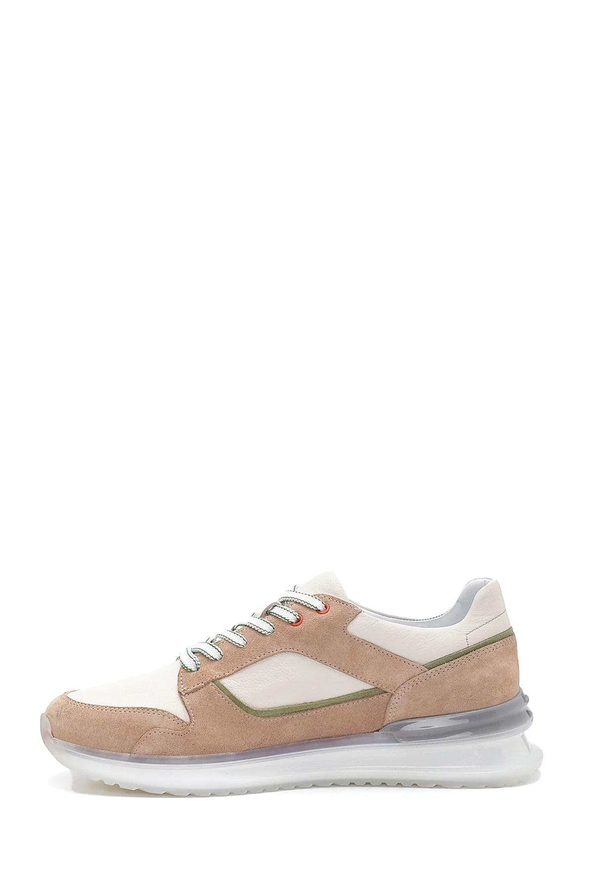 Erkek Bej Deri Sneaker - Image 2