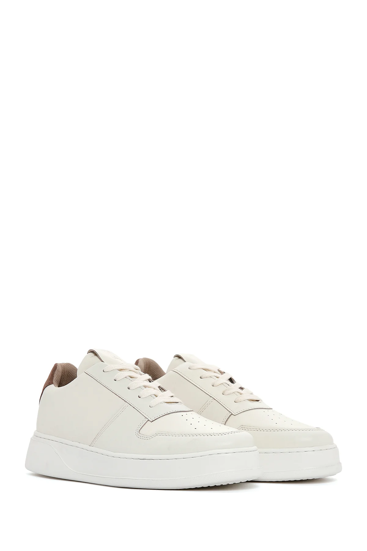 Erkek Bej Deri Sneaker - Image 3