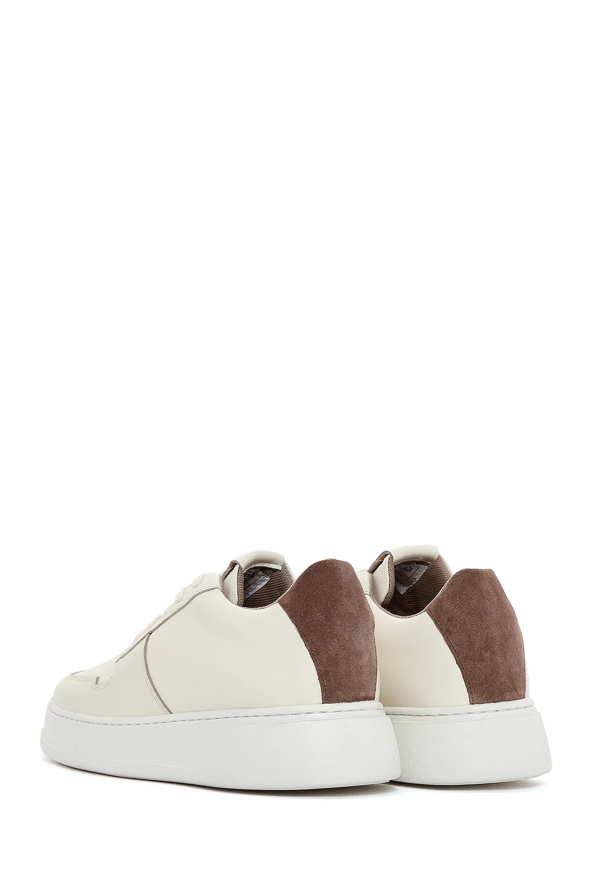 Erkek Bej Deri Sneaker - Image 5
