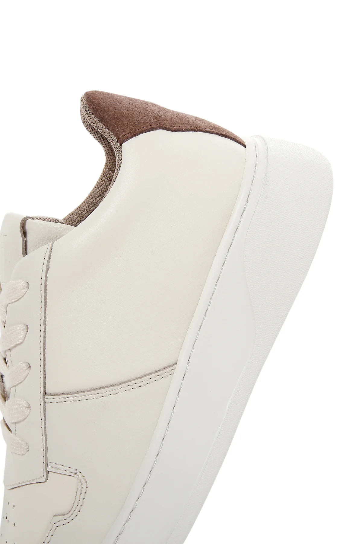 Erkek Bej Deri Sneaker - Image 7