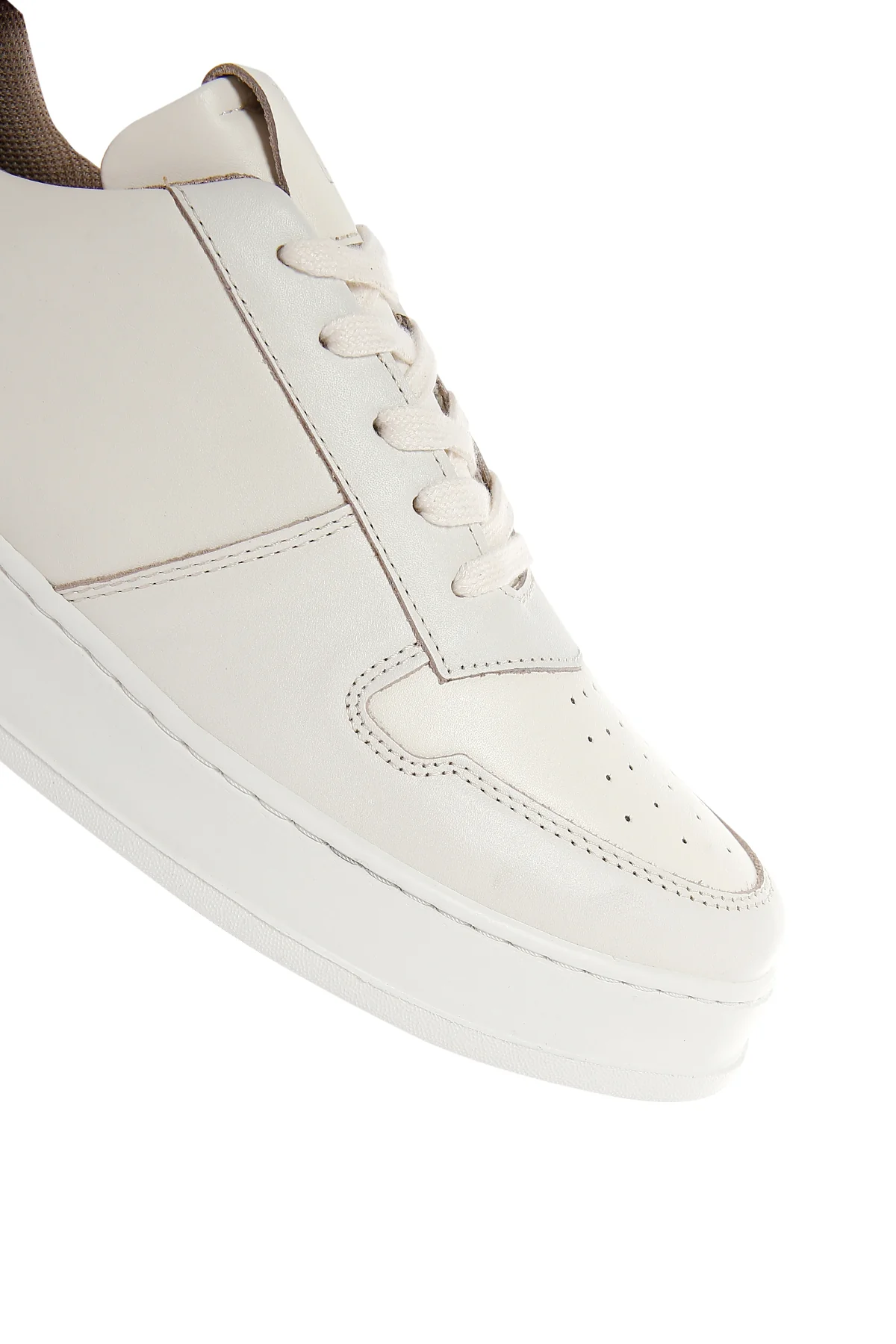 Erkek Bej Deri Sneaker - Image 9