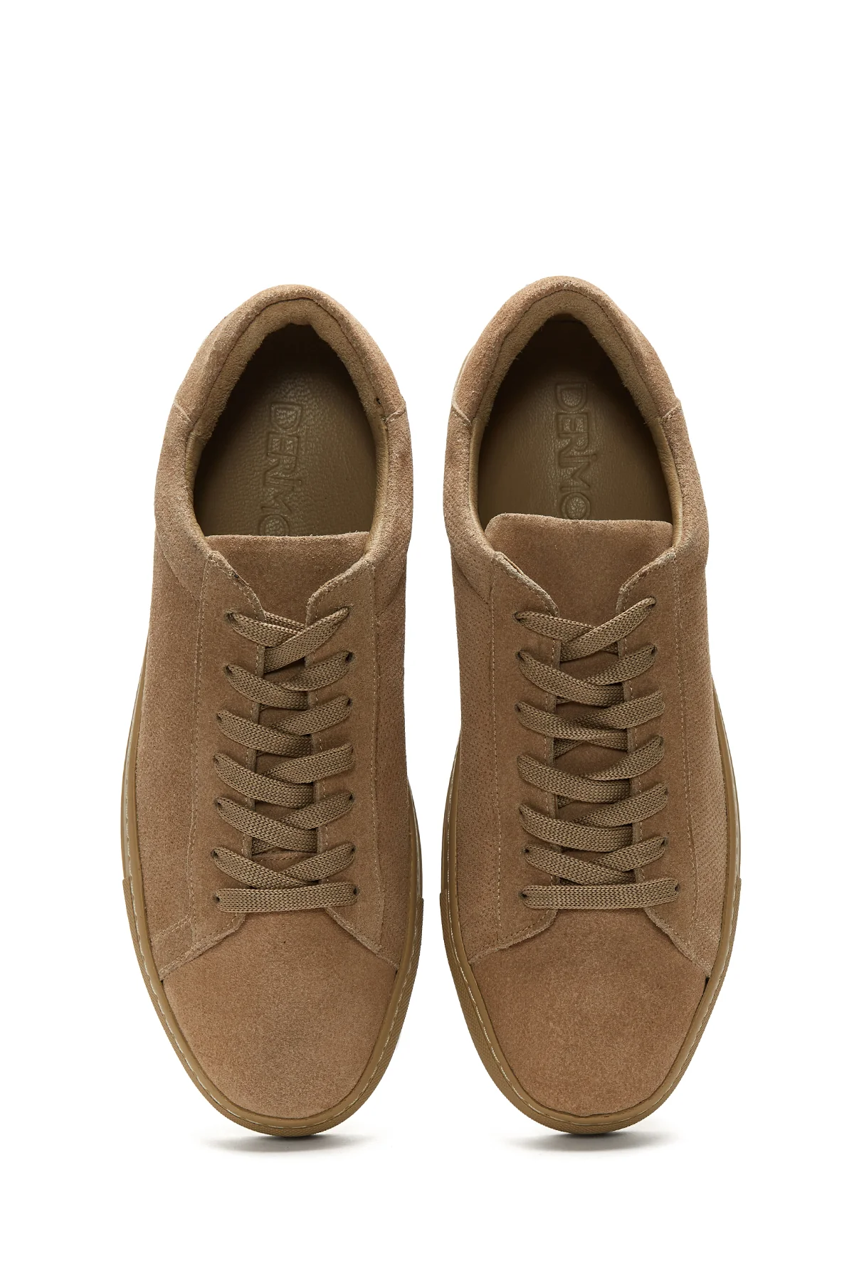 Erkek Bej Deri Süet Sneaker - Image 6