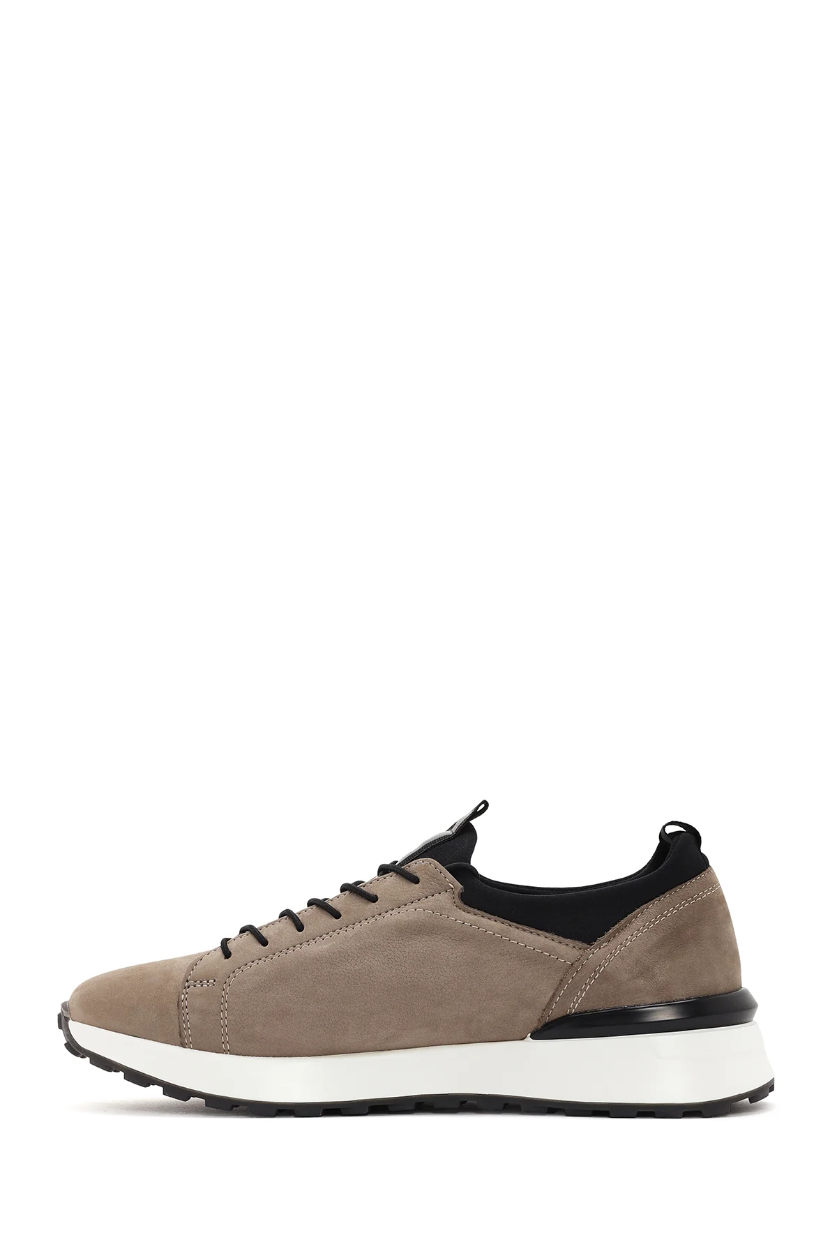 Erkek Bej Kalın Tabanlı Bağcıklı Deri Casual Sneaker - Image 2