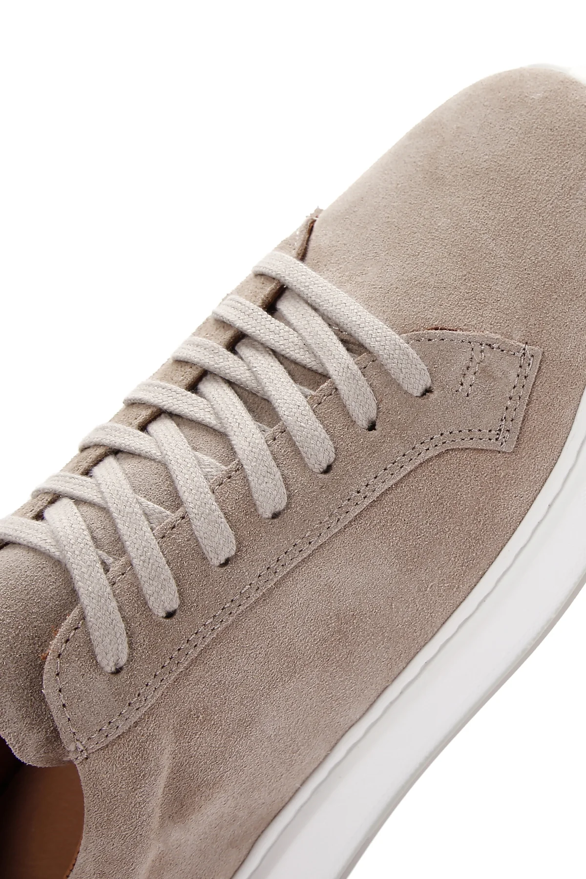 Erkek Bej Kalın Tabanlı Bağcıklı Süet Deri Sneaker - Image 9