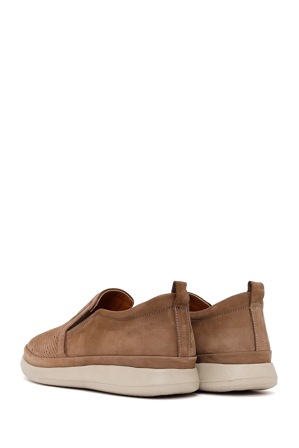 Erkek Bej Kalın Tabanlı Nubuk Deri Konfor Loafer - Image 6