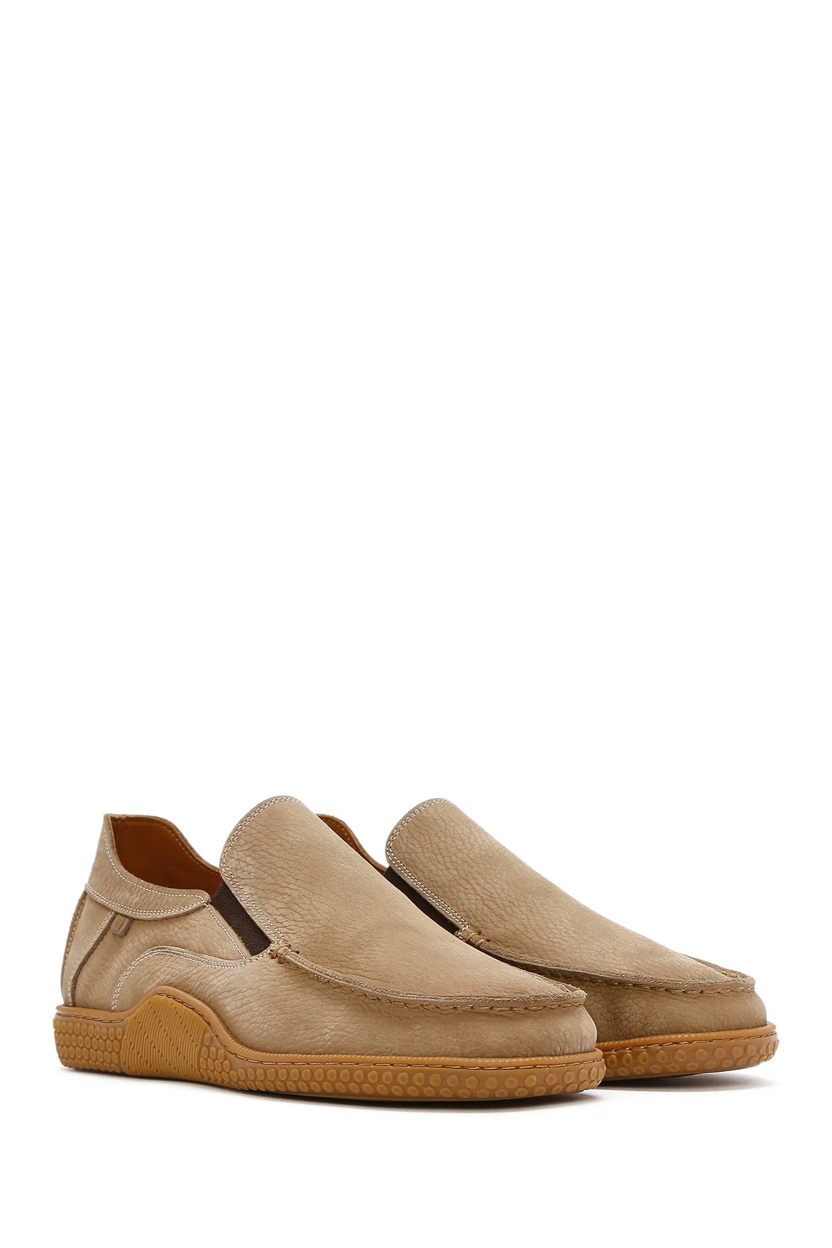 Erkek Bej Nubuk Deri Casual Loafer - Image 3