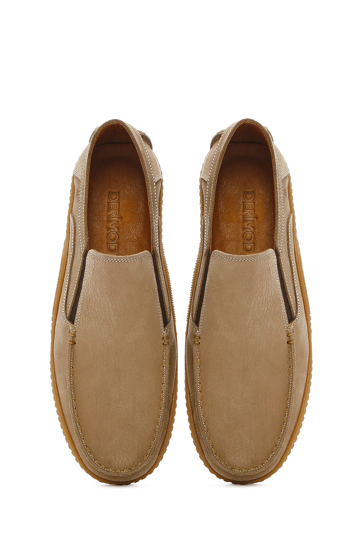 Erkek Bej Nubuk Deri Casual Loafer - Image 7