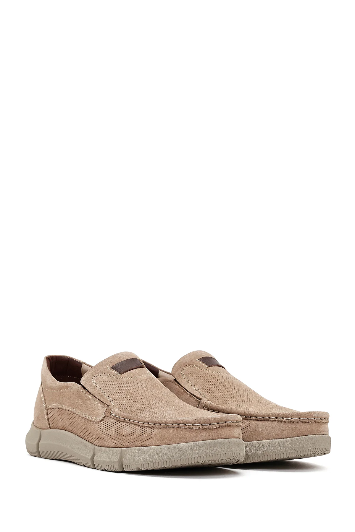 Erkek Bej Nubuk Deri Casual Loafer - Image 2