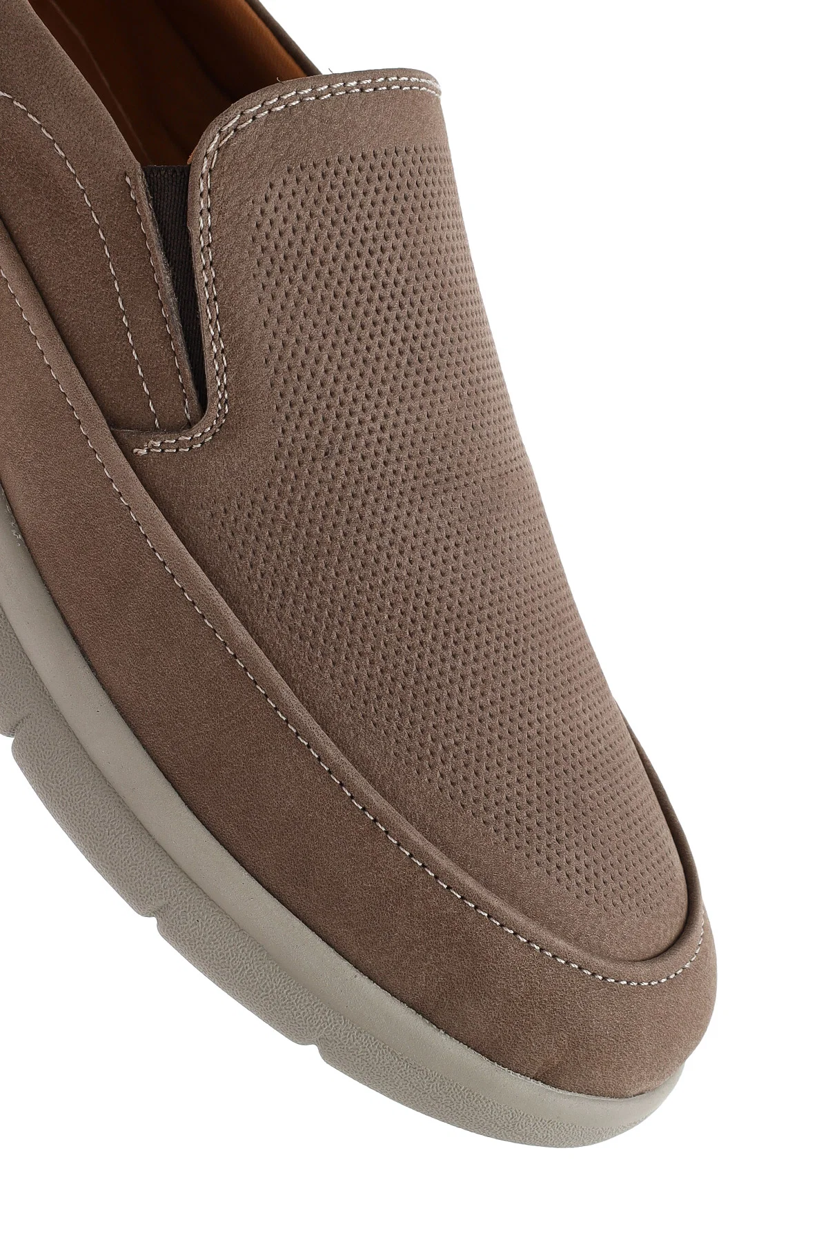 Erkek Bej Nubuk Deri Comfort Loafer - Image 9