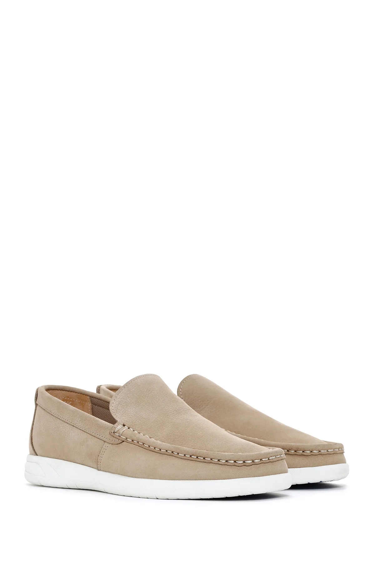 Erkek Bej Nubuk Deri Loafer - Image 3