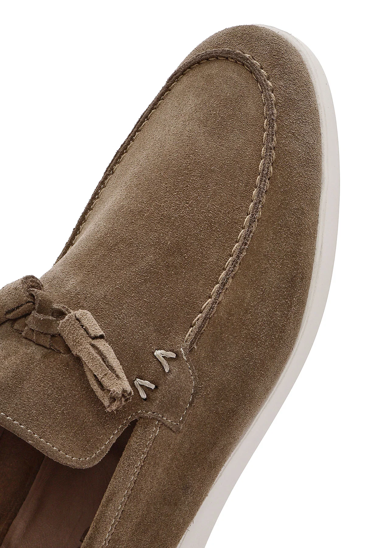 Erkek Bej Püsküllü Süet Deri Casual Loafer - Image 10