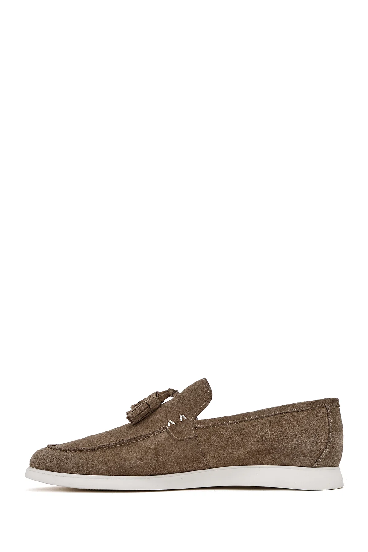 Erkek Bej Püsküllü Süet Deri Casual Loafer - Image 2