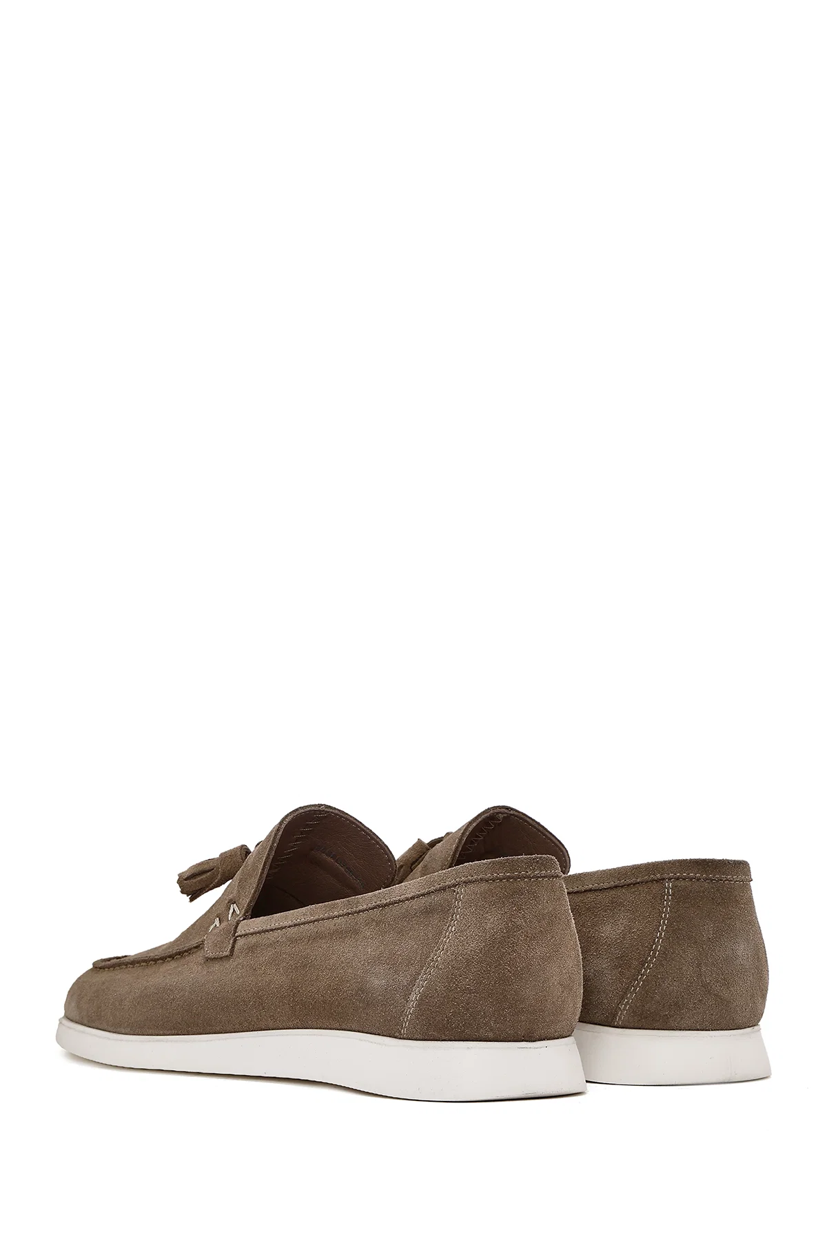 Erkek Bej Püsküllü Süet Deri Casual Loafer - Image 5