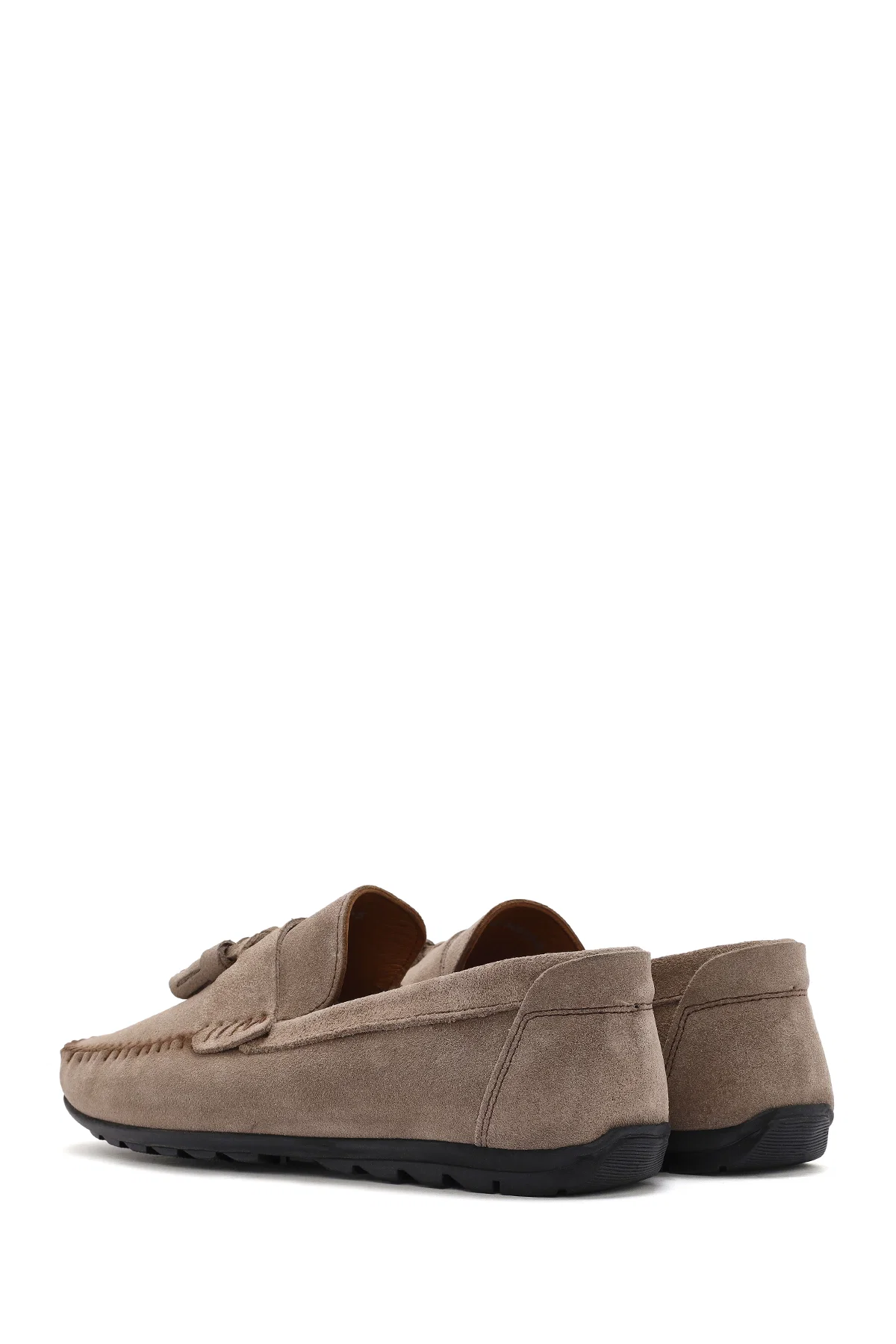 Erkek Bej Püsküllü Süet Deri Casual Loafer - Image 5