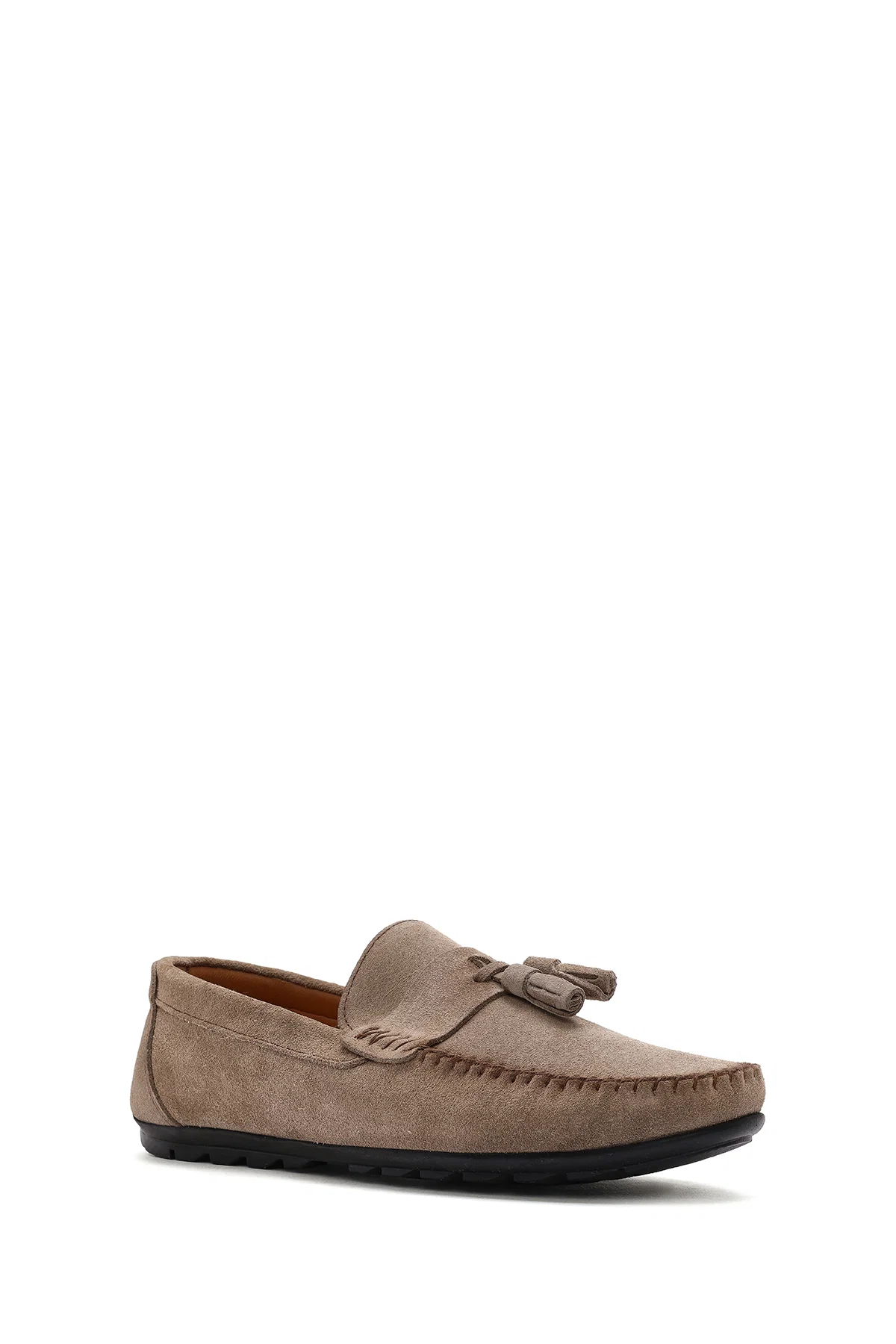 Erkek Bej Püsküllü Süet Deri Casual Loafer - Image 6
