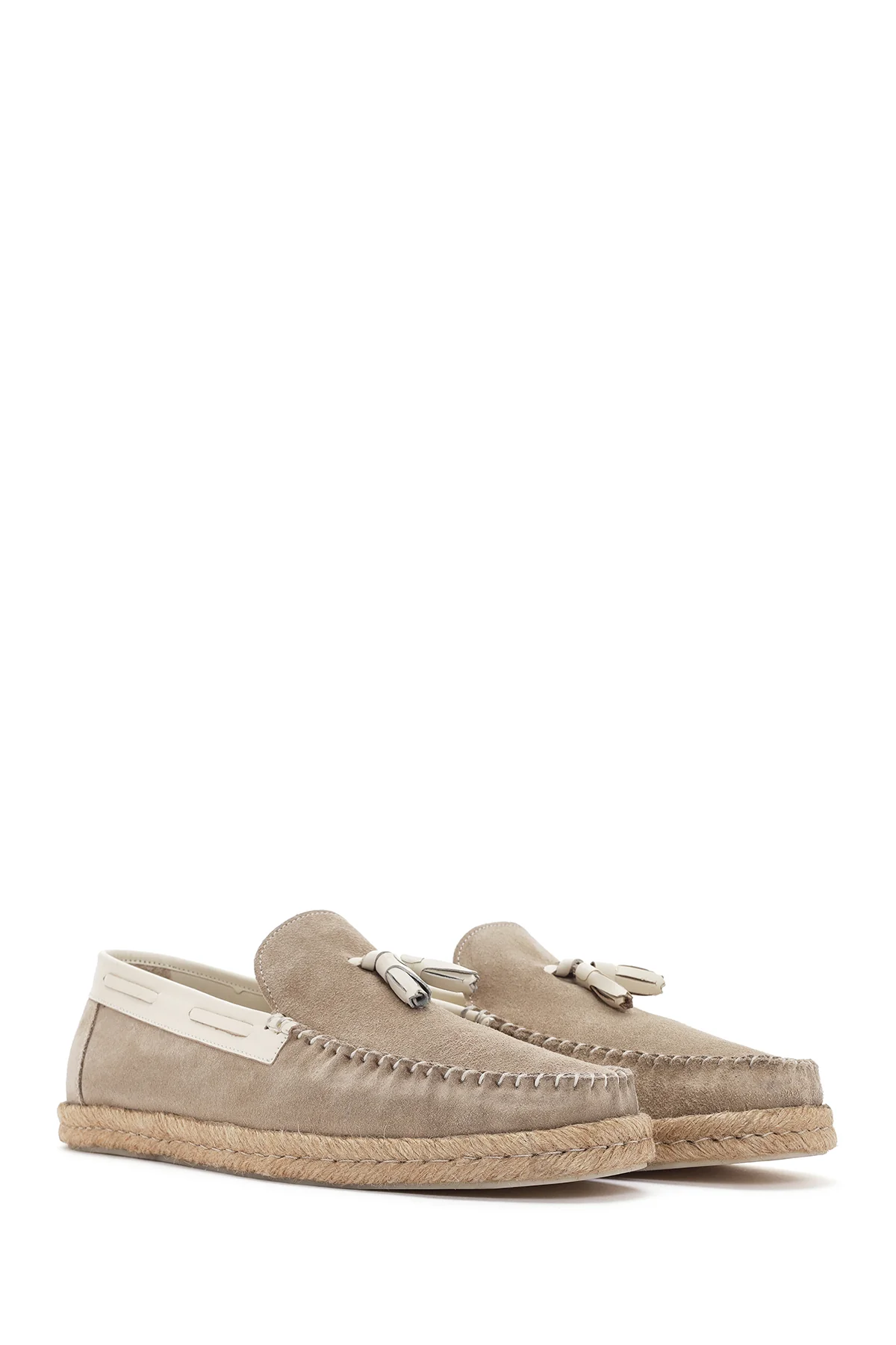 Erkek Bej Süet Deri Casual Loafer - Image 4