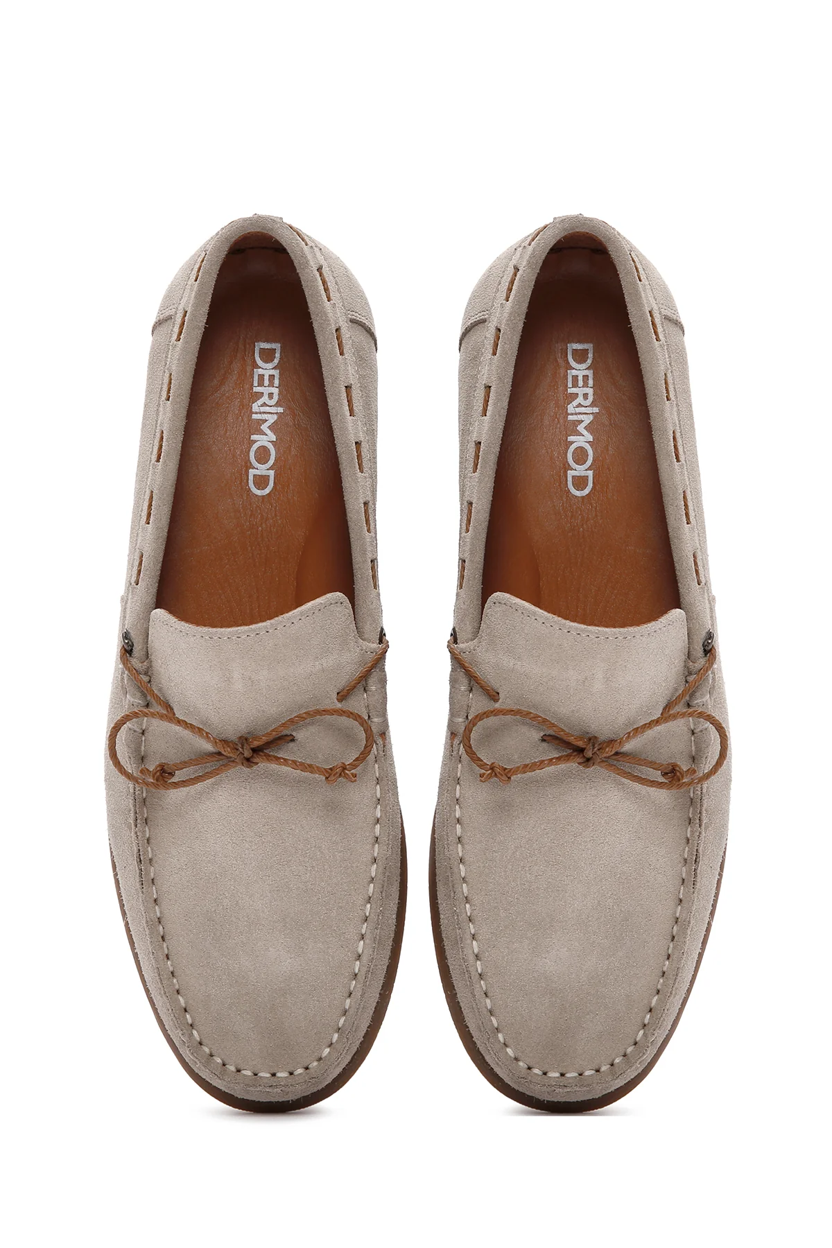 Erkek Bej Süet Deri Casual Loafer - Image 7