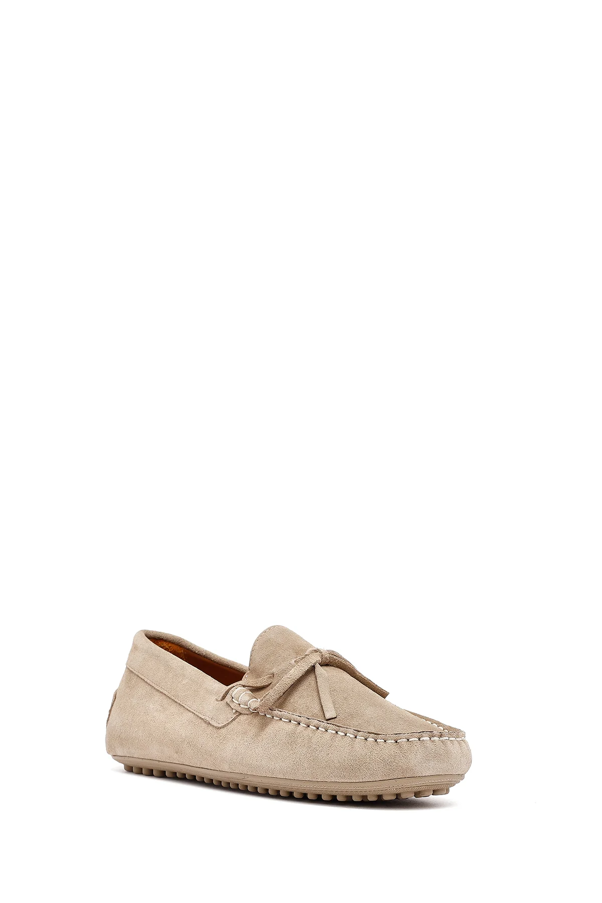 Erkek Bej Süet Deri Casual Loafer - Image 6