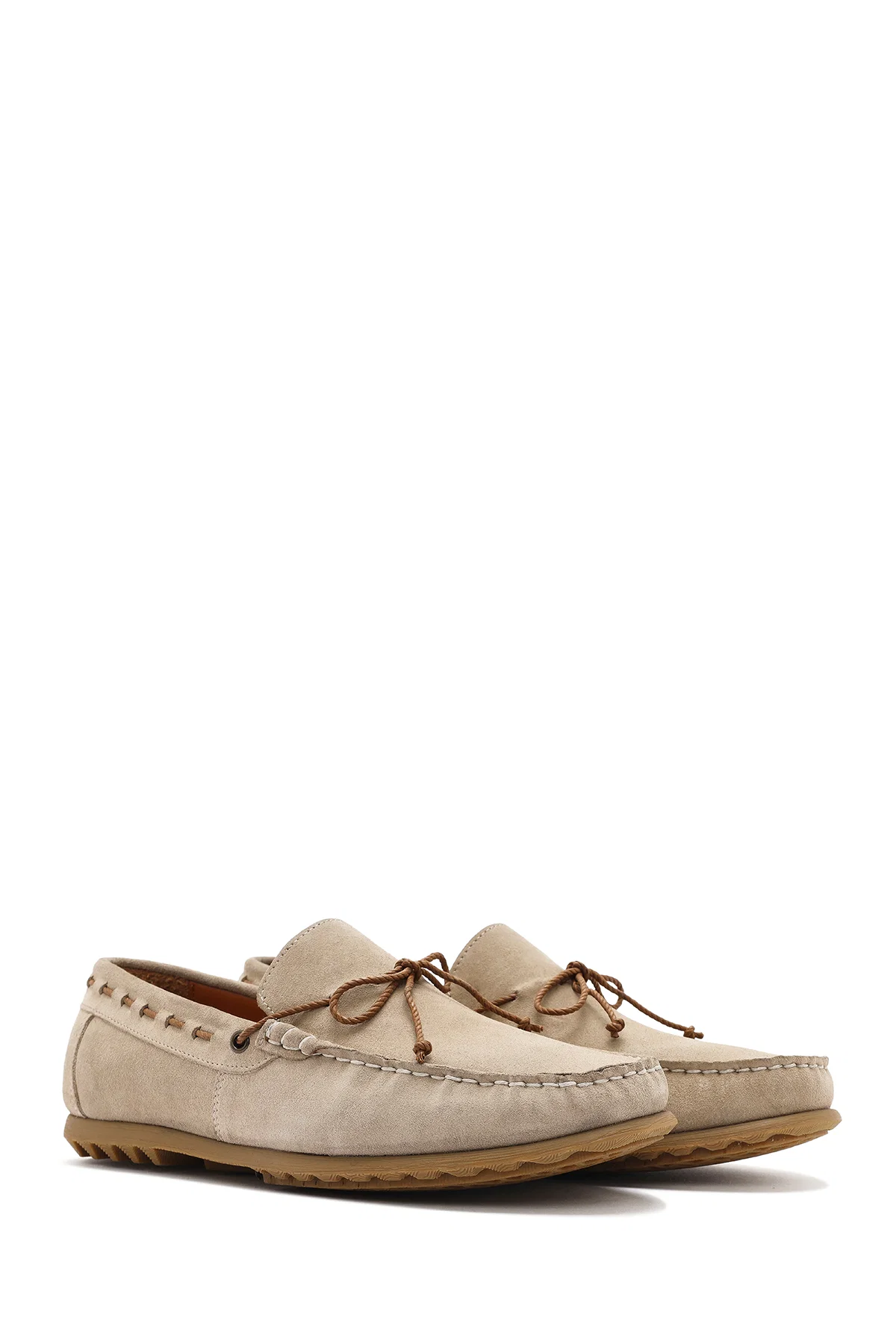Erkek Bej Süet Deri Casual Loafer - Image 3
