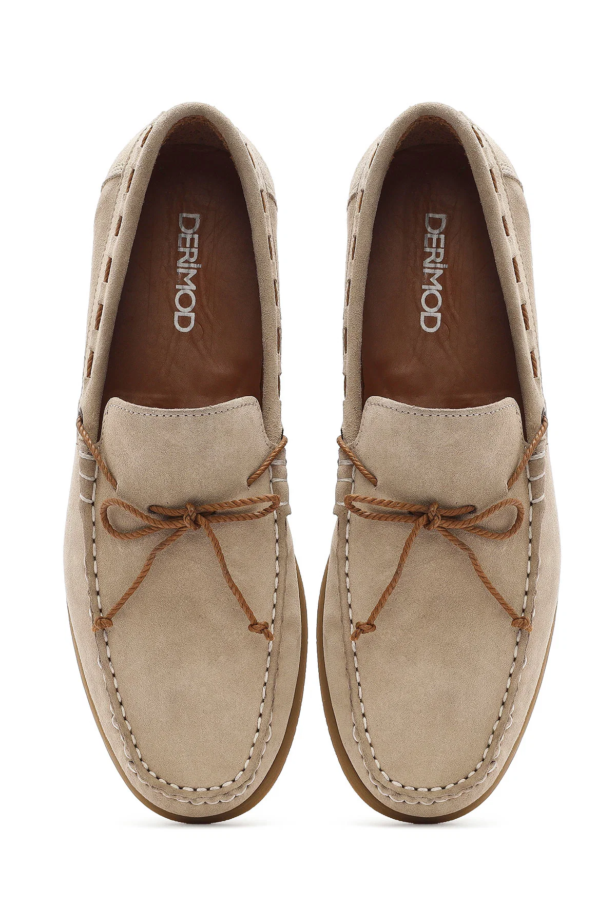 Erkek Bej Süet Deri Casual Loafer - Image 7