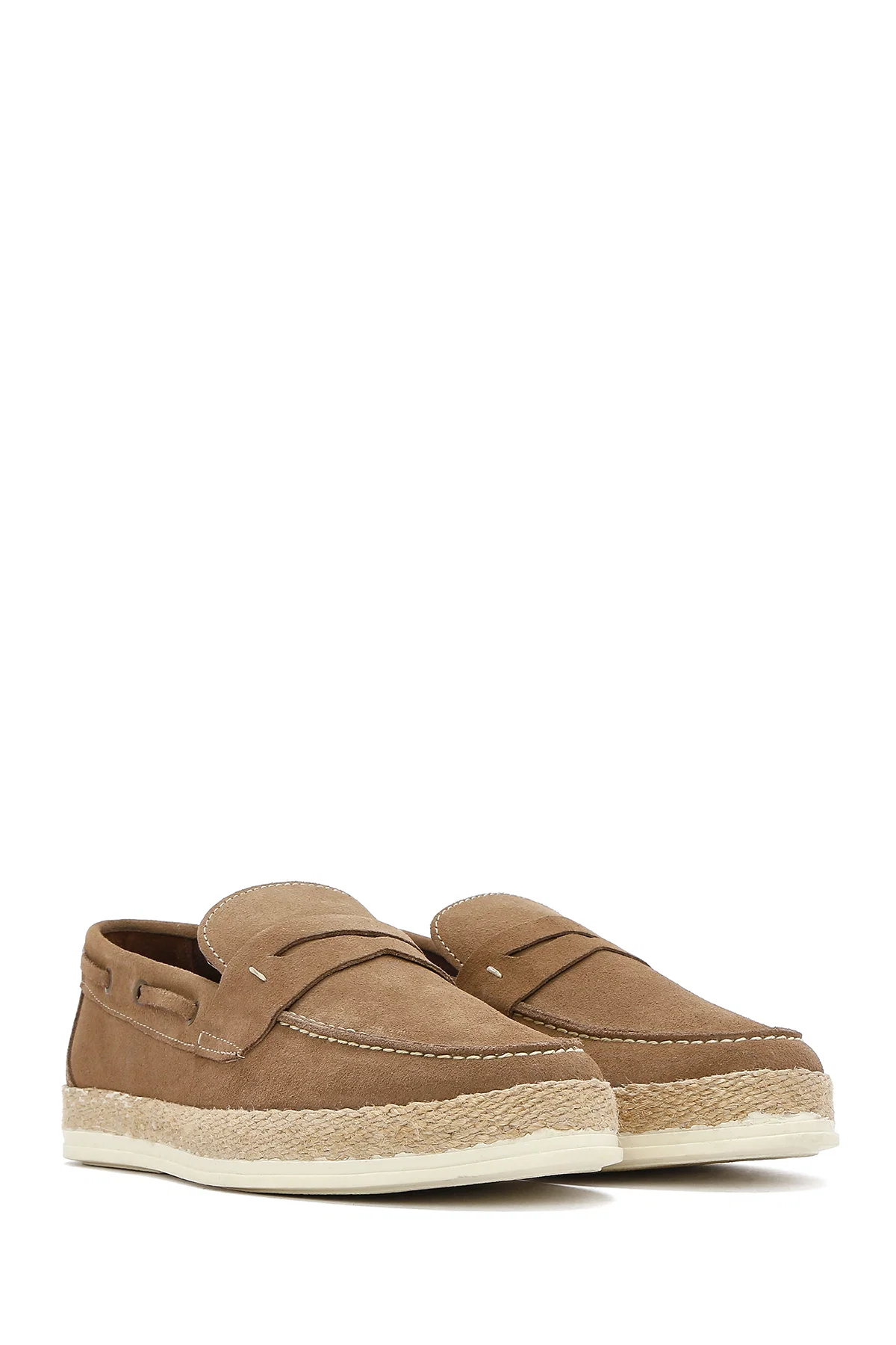 Erkek Bej Süet Deri Casual Loafer - Image 3