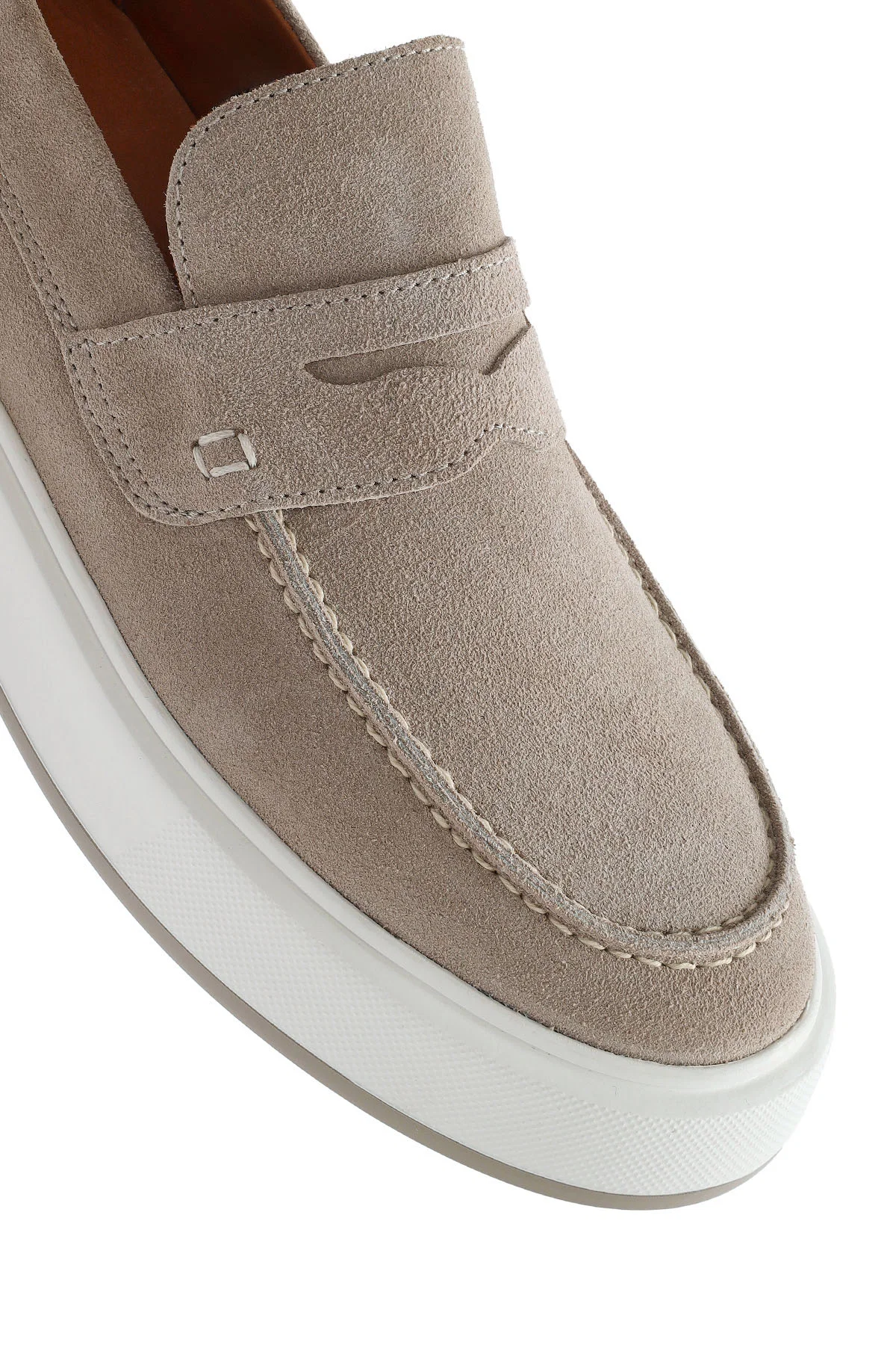 Erkek Bej Süet Deri Casual Loafer - Image 9