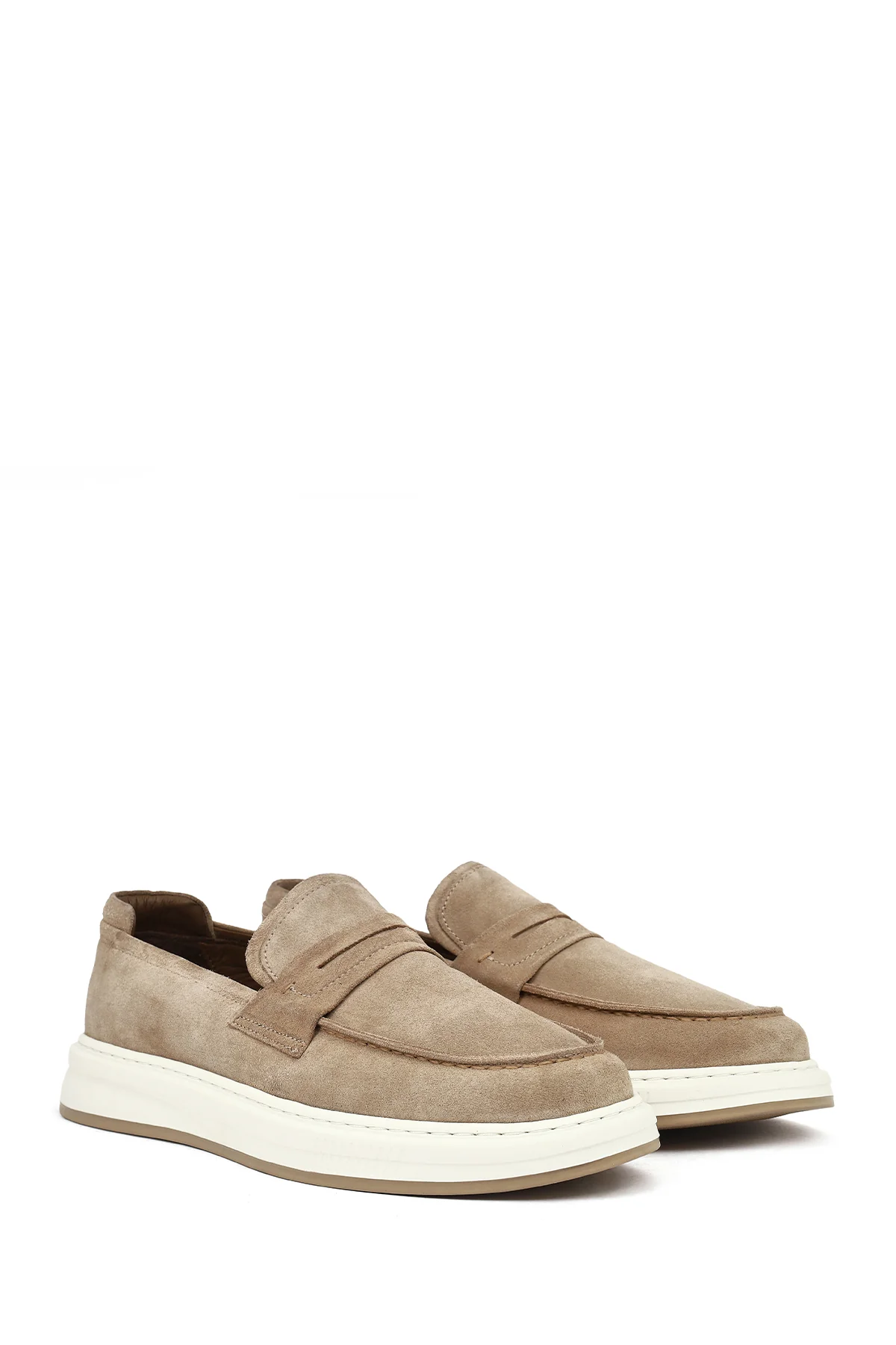 Erkek Bej Süet Deri Casual Loafer - Image 2