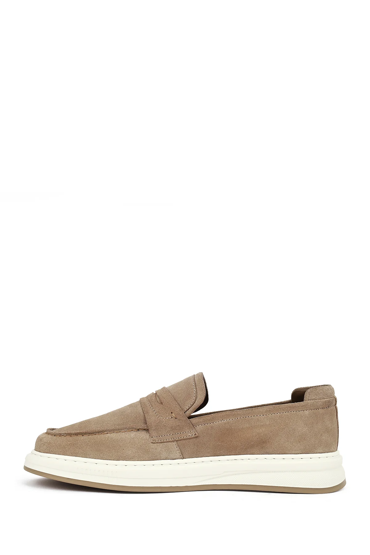 Erkek Bej Süet Deri Casual Loafer - Image 3