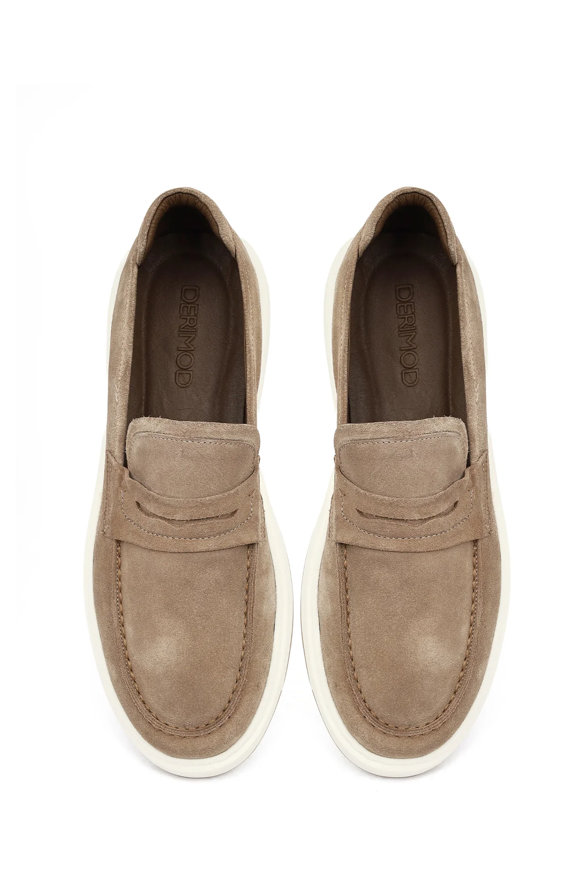 Erkek Bej Süet Deri Casual Loafer - Image 4