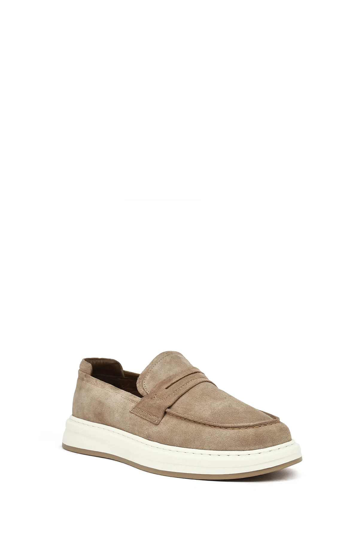 Erkek Bej Süet Deri Casual Loafer - Image 7