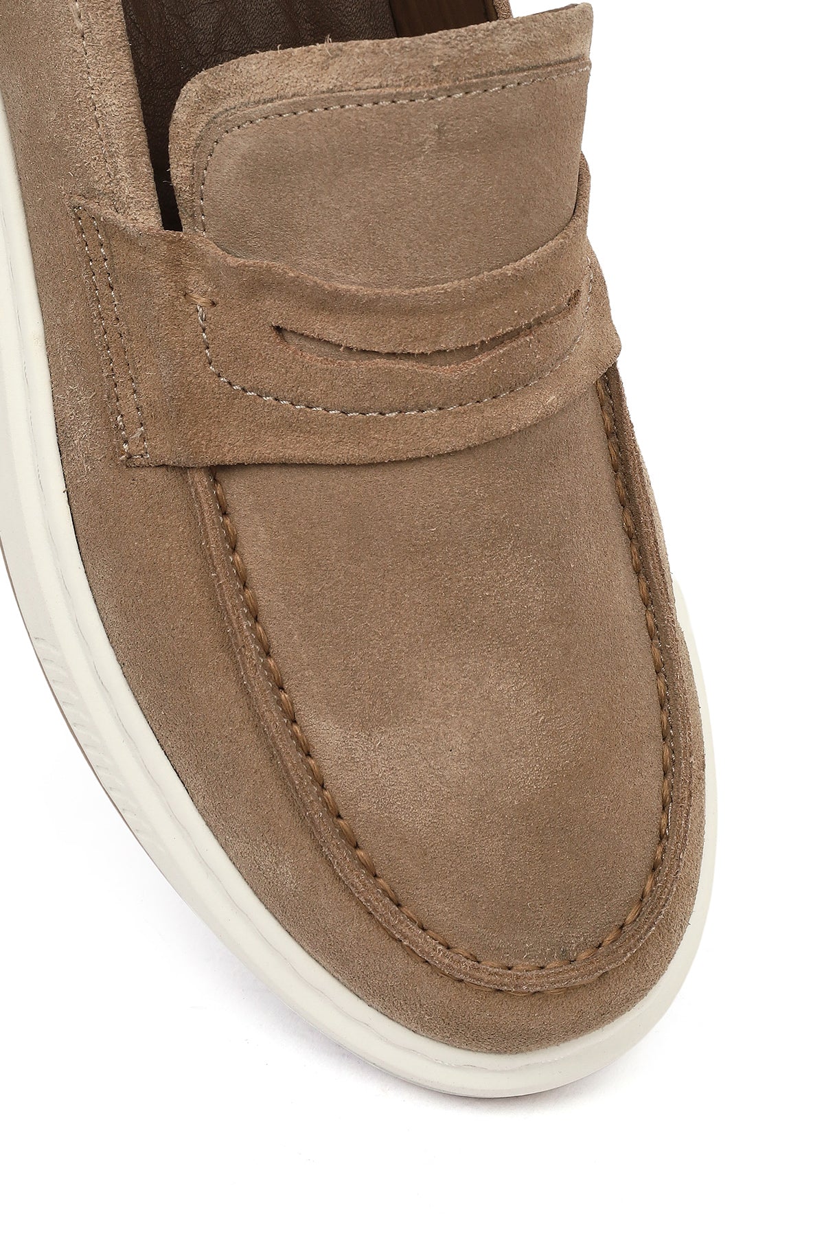 Erkek Bej Süet Deri Casual Loafer - Image 9