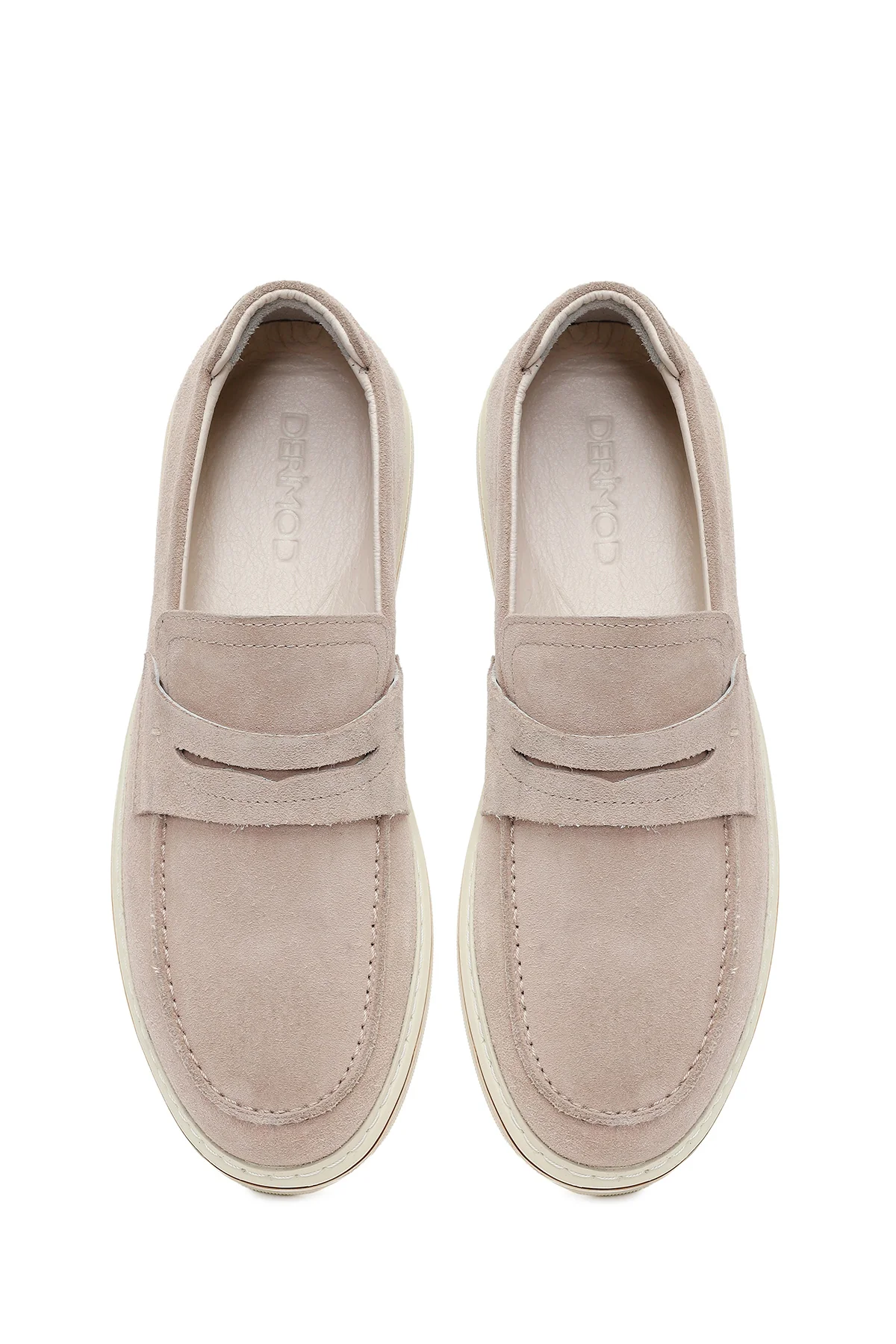Erkek Bej Süet Deri Casual Loafer - Image 4