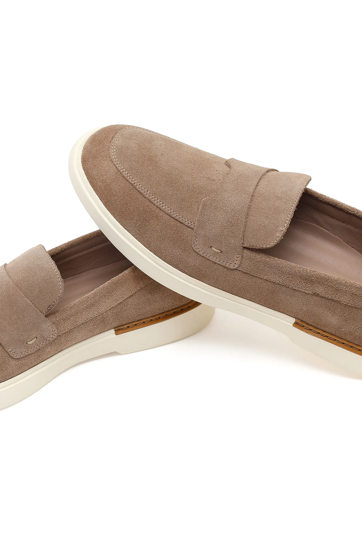 Erkek Bej Süet Deri Casual Loafer - Image 10