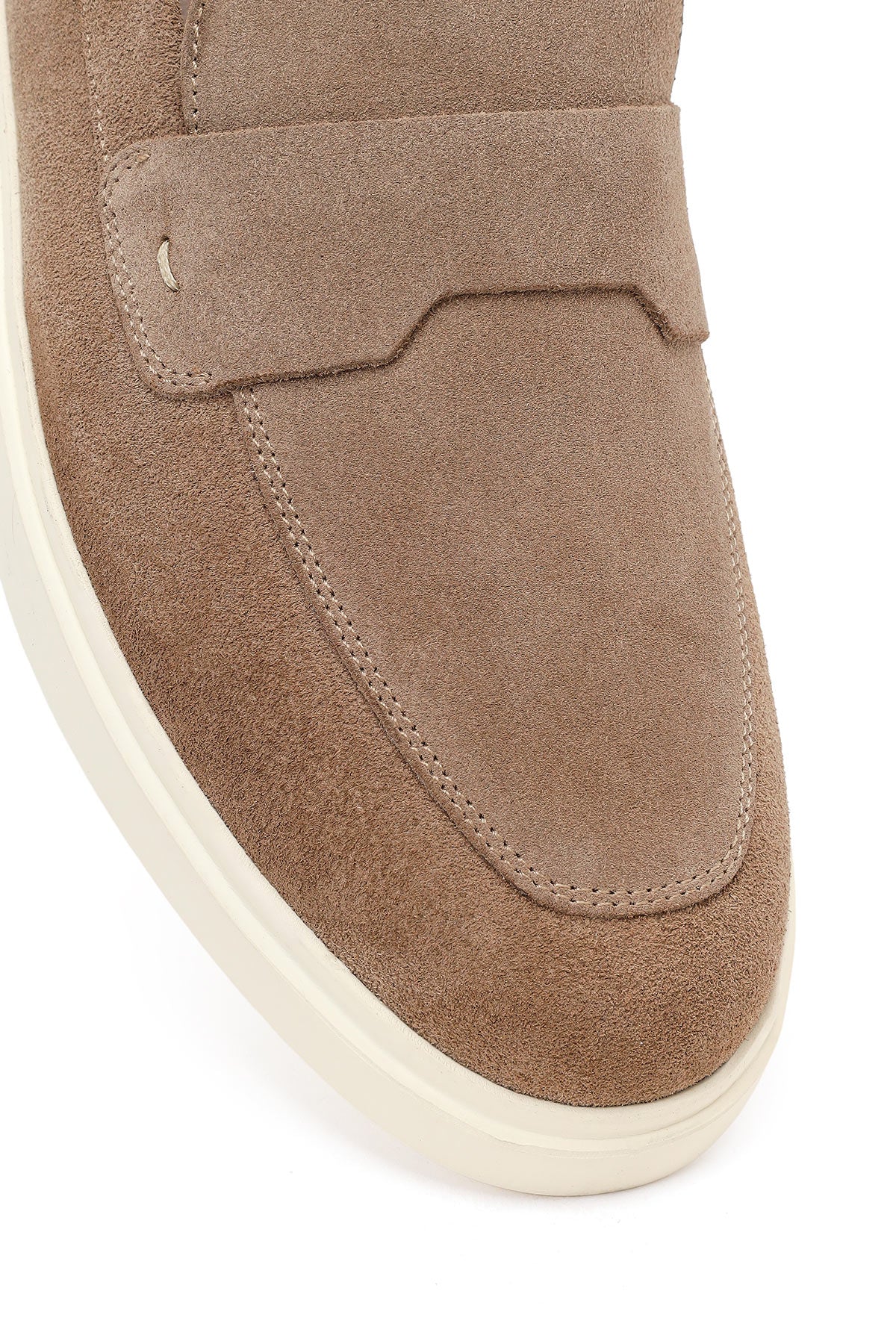 Erkek Bej Süet Deri Casual Loafer - Image 9