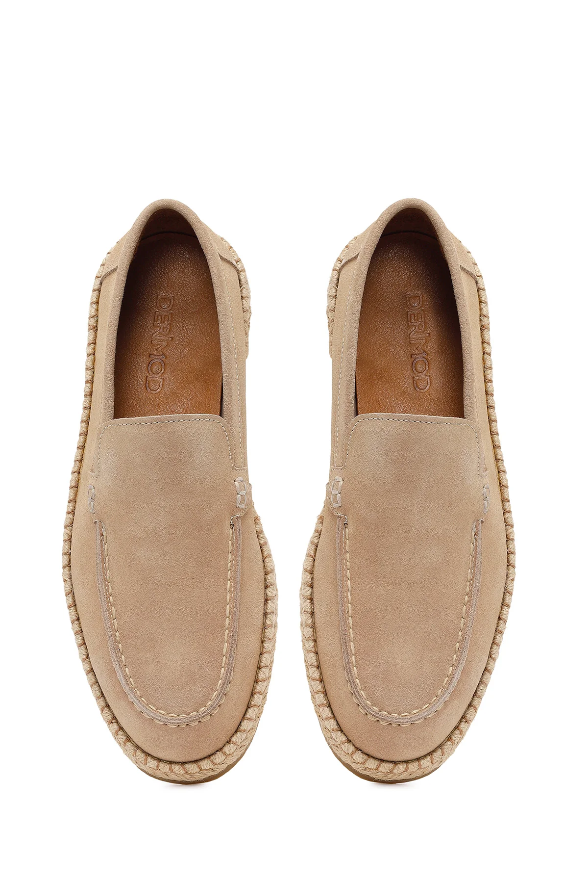 Erkek Bej Süet Deri Casual Loafer - Image 5