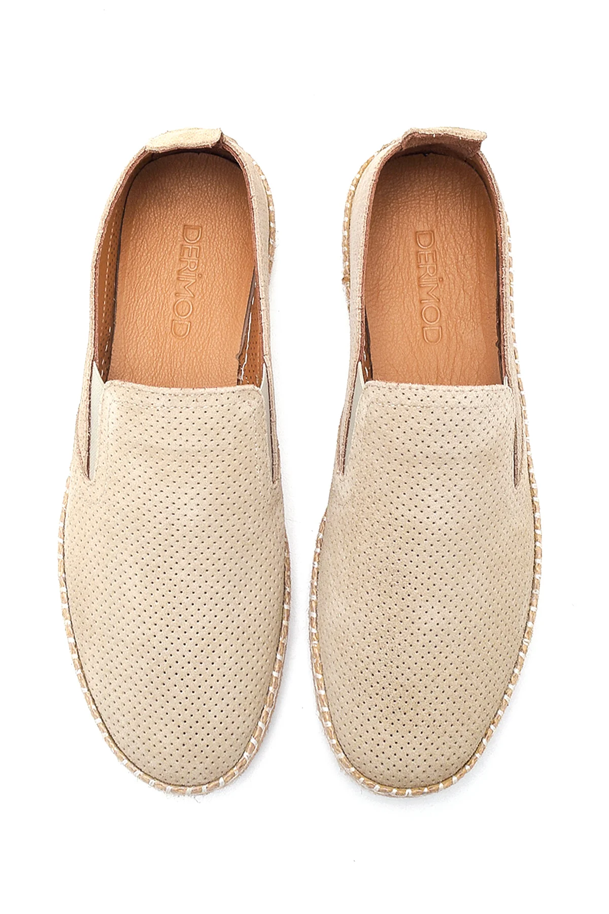 Erkek Bej Süet Deri Loafer - Image 7