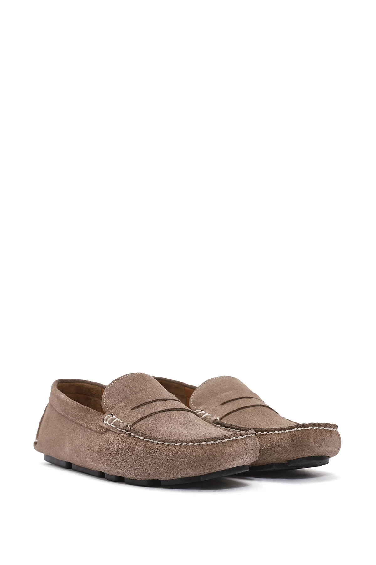 Erkek Bej Süet Deri Loafer - Image 3