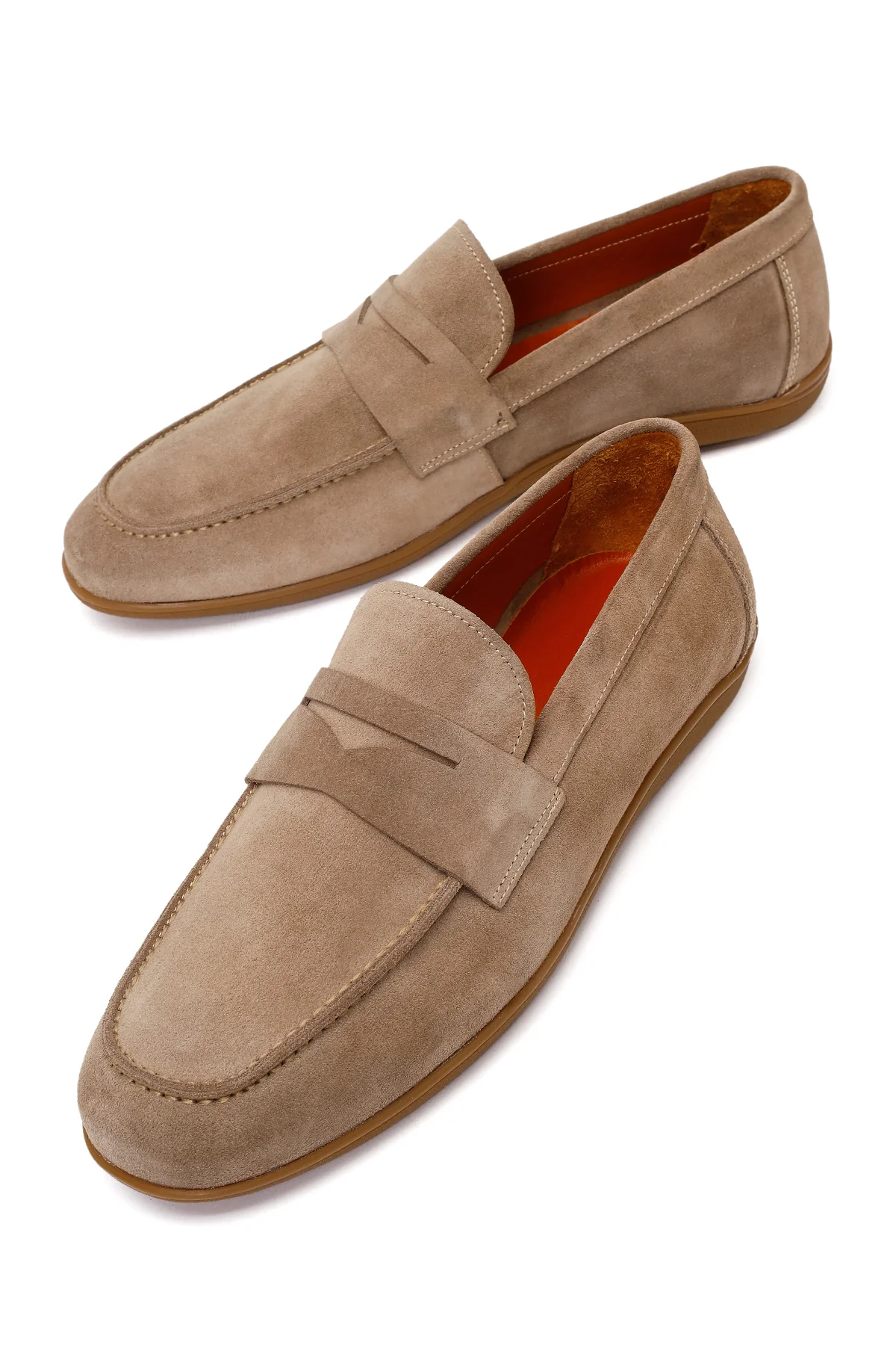 Erkek Bej Süet Deri Loafer - Image 10