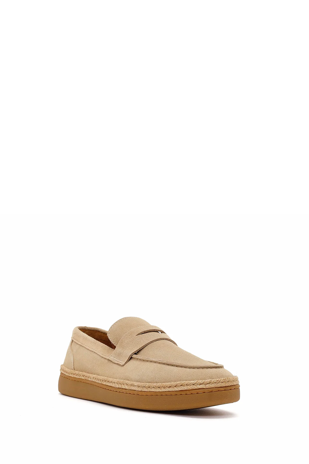 Erkek Bej Süet Deri Loafer - Image 7
