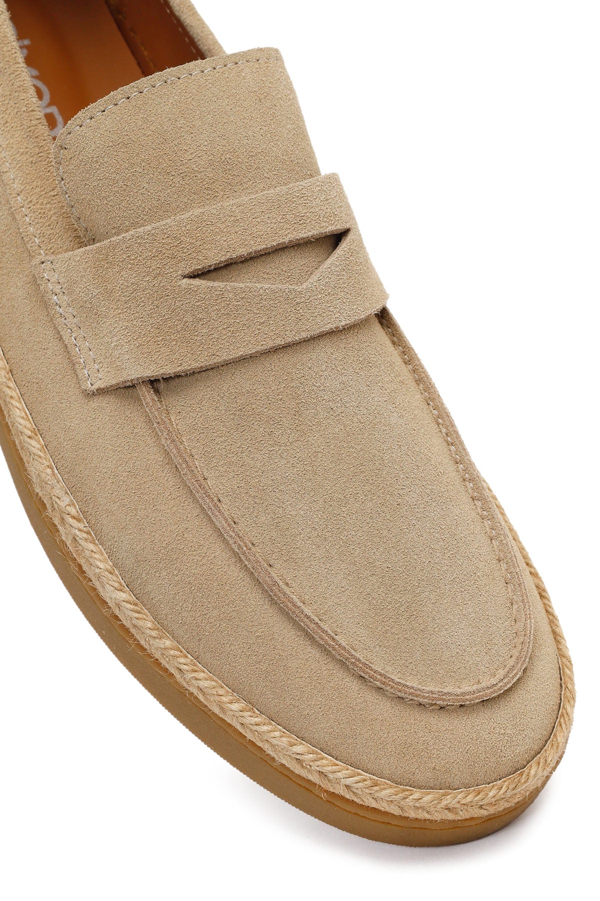 Erkek Bej Süet Deri Loafer - Image 9