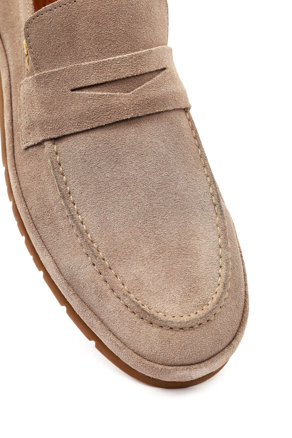 Erkek Bej Süet Deri Loafer - Image 9
