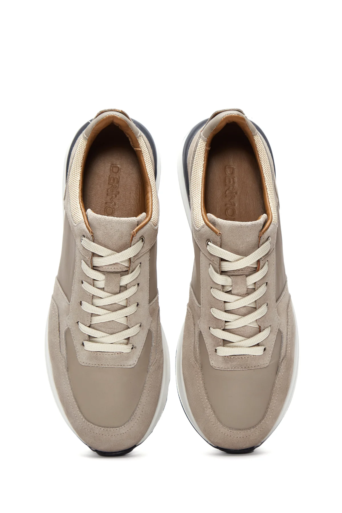 Erkek Bej Süet Deri Sneaker - Image 6