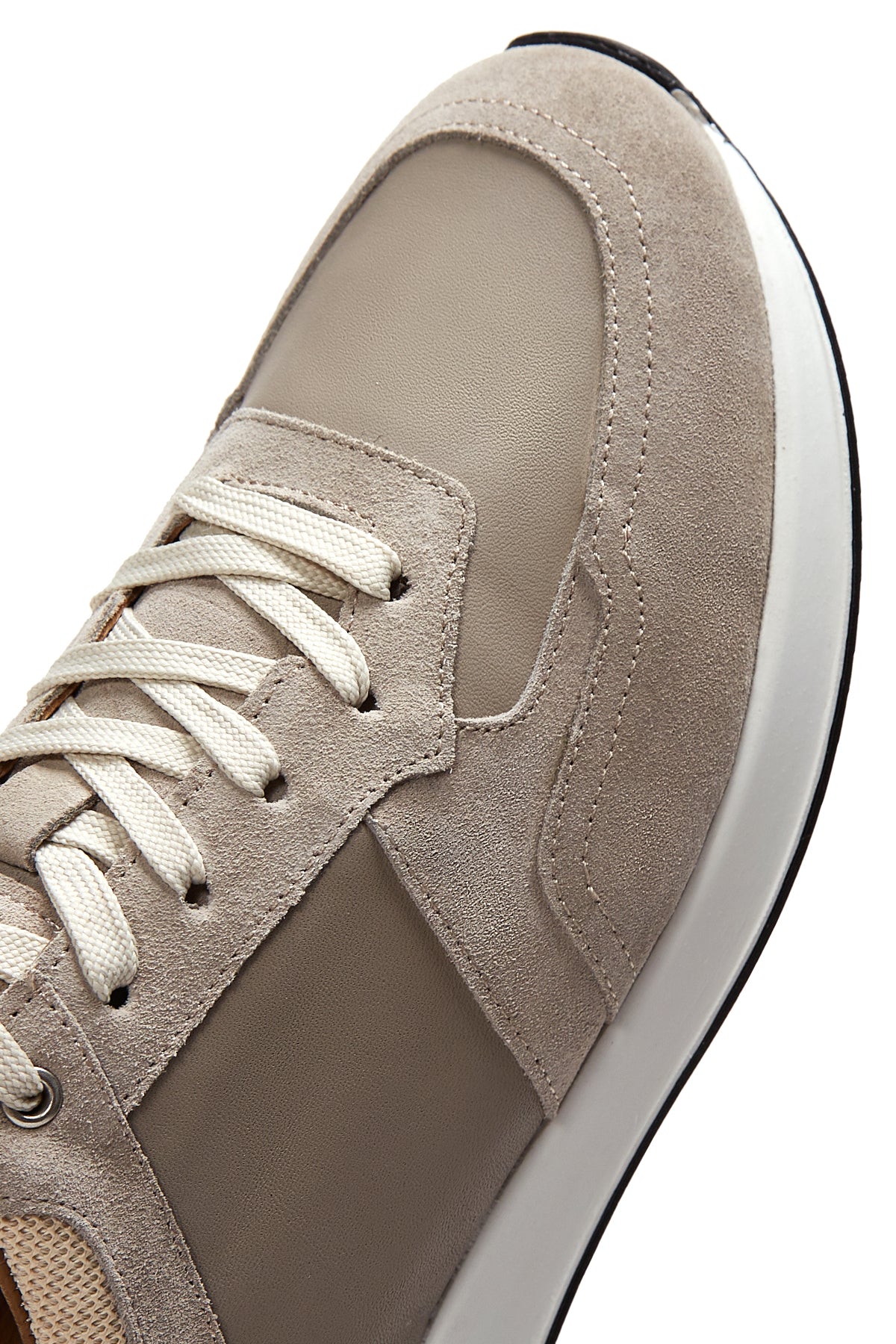 Erkek Bej Süet Deri Sneaker - Image 7