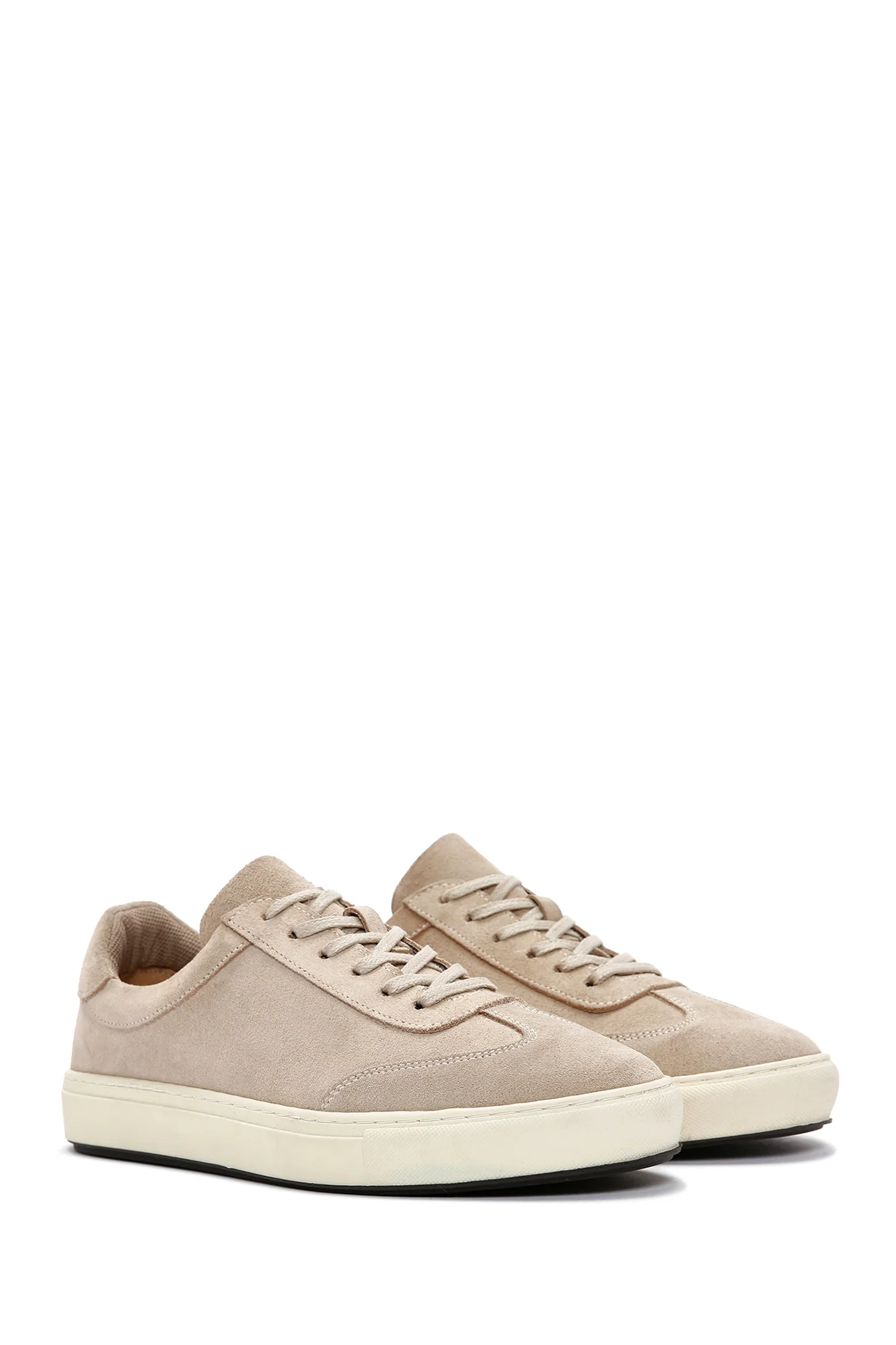 Erkek Bej Süet Deri Sneaker - Image 3